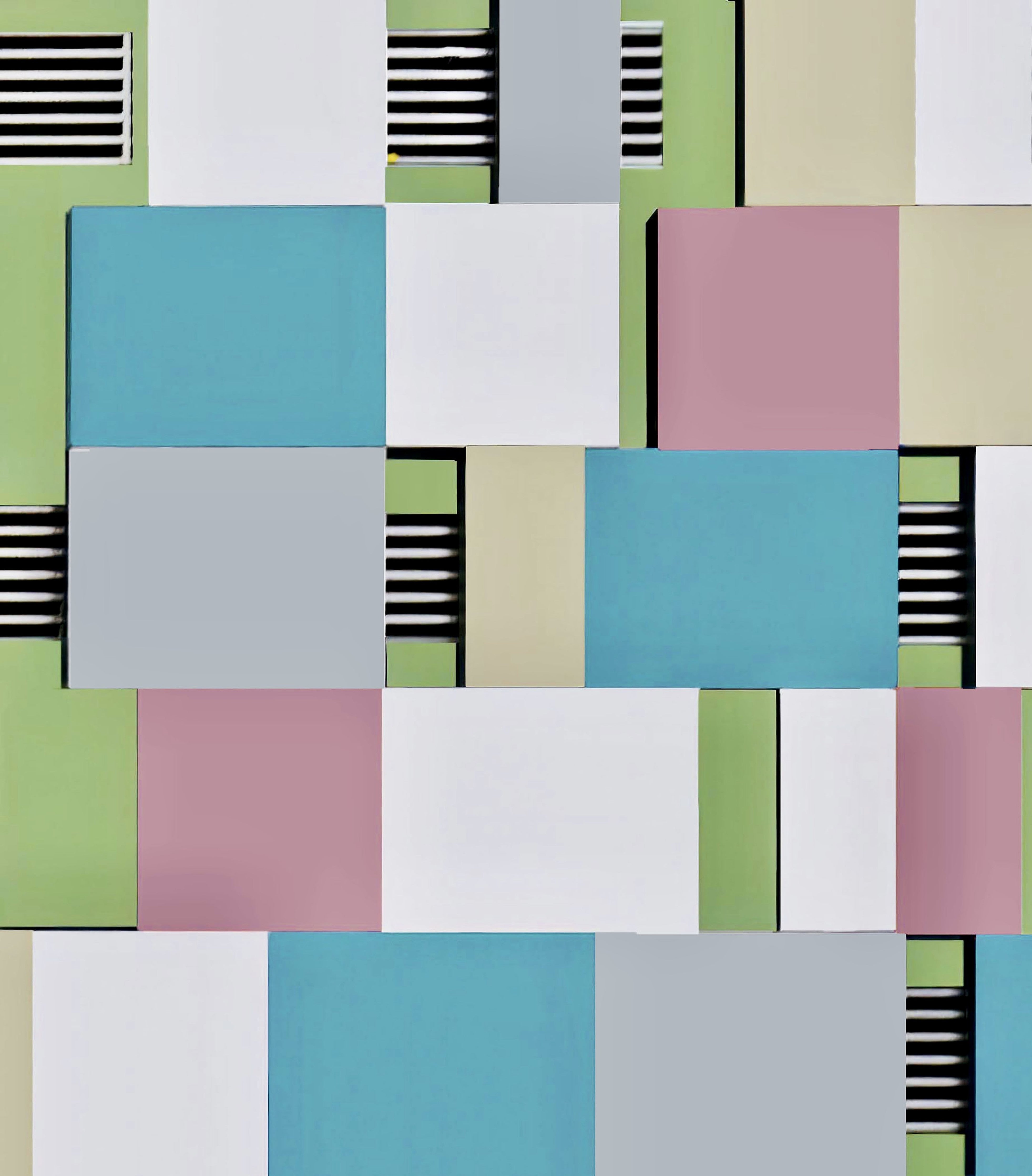 Wandverkleidung Schlafzimmer-Modernes geometrisches Wandmuster Pastell
