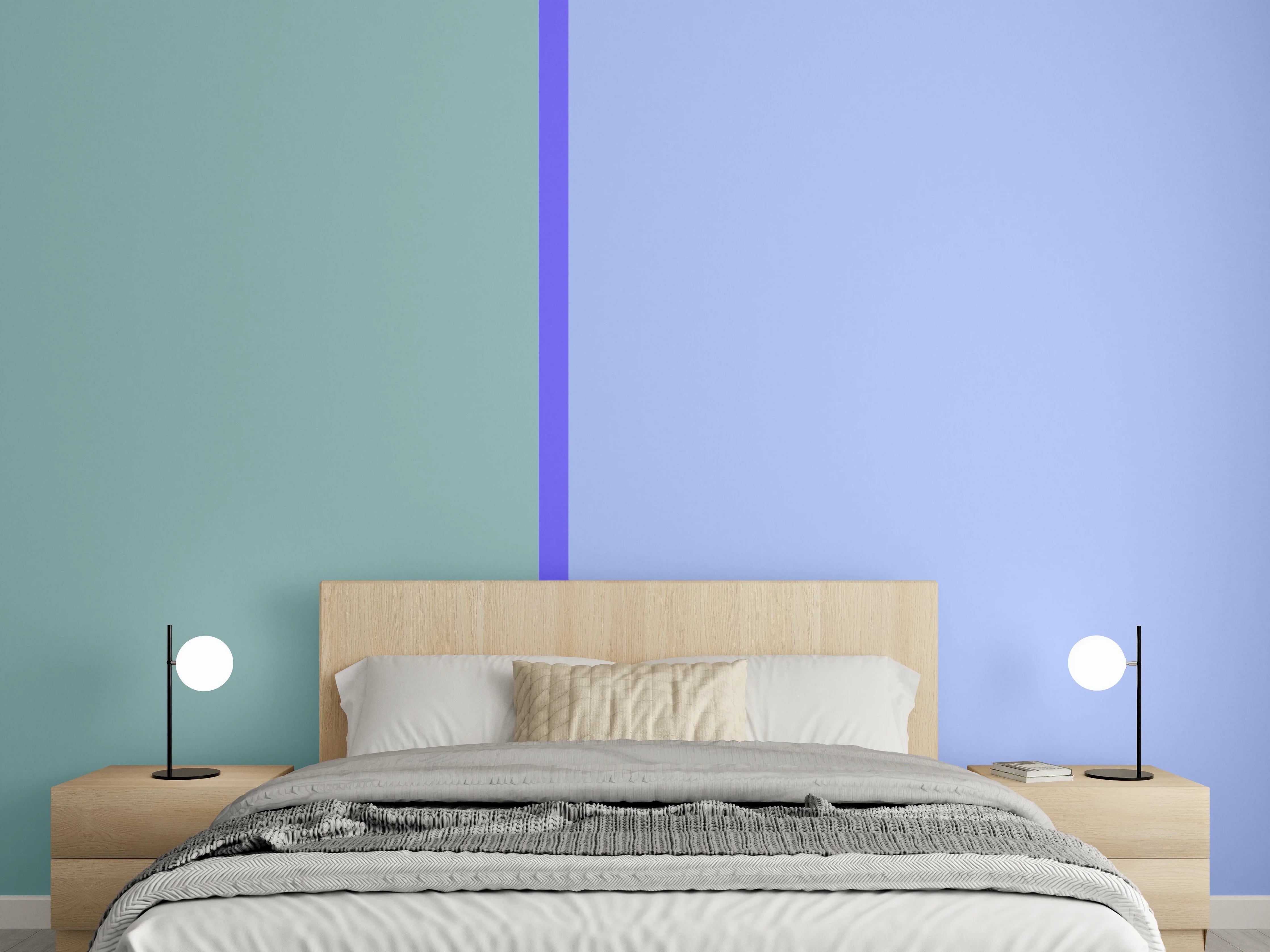 Wandverkleidung Schlafzimmer - Modernes zweifarbiges Farbblock-Design