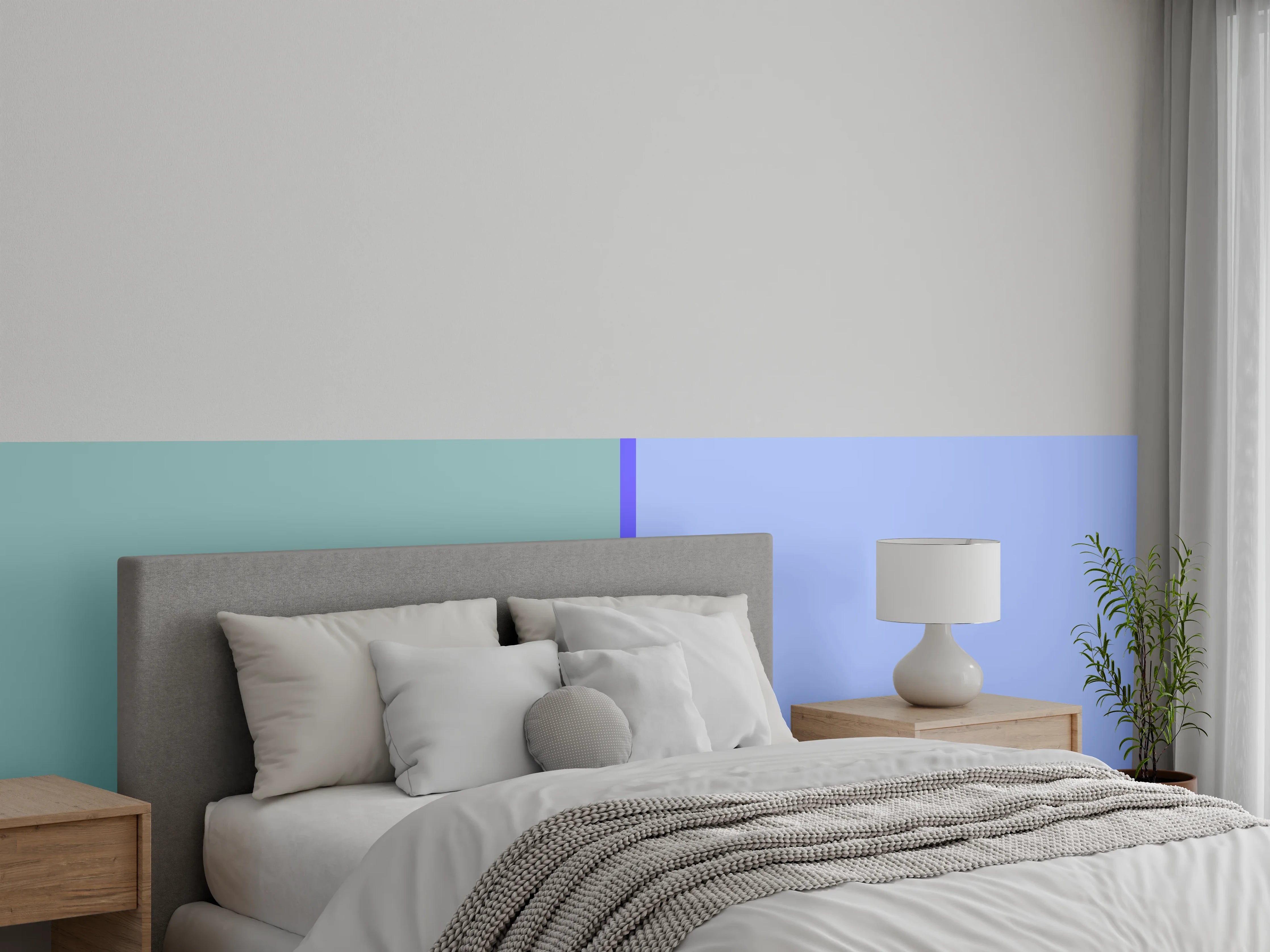 Wandverkleidung Schlafzimmer - Modernes zweifarbiges Farbblock-Design