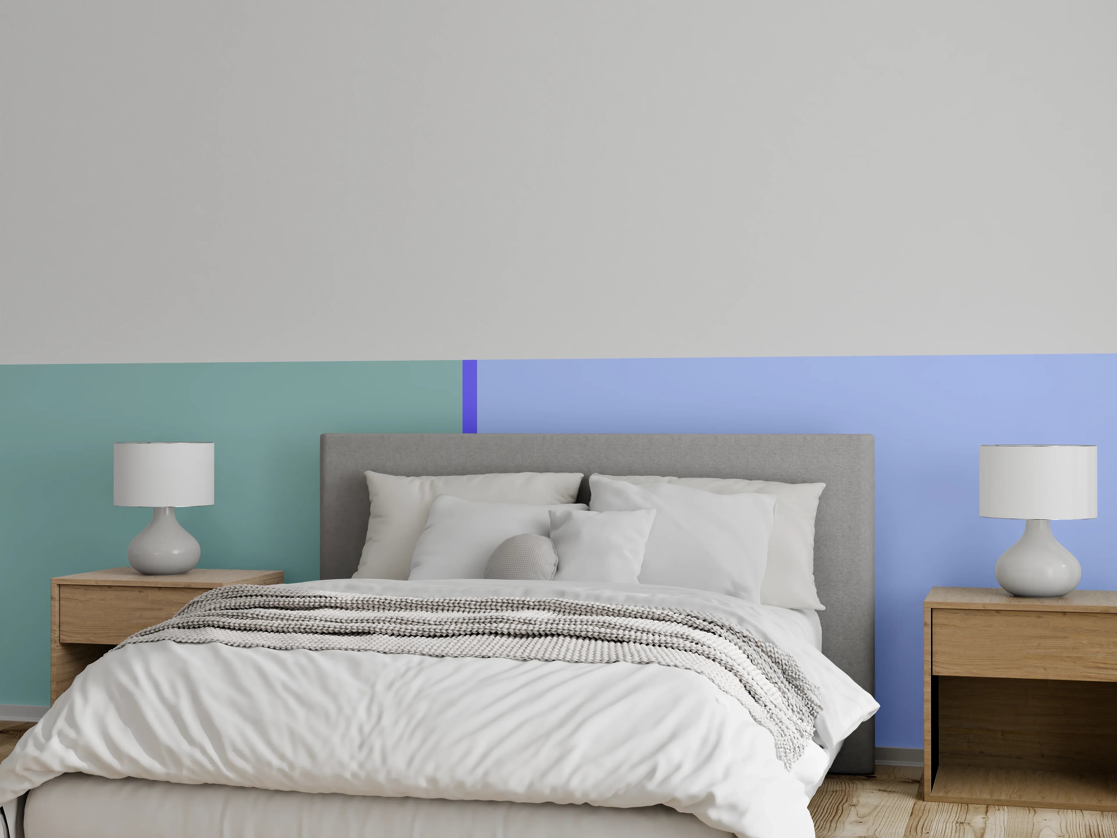 Wandverkleidung Schlafzimmer - Modernes zweifarbiges Farbblock-Design