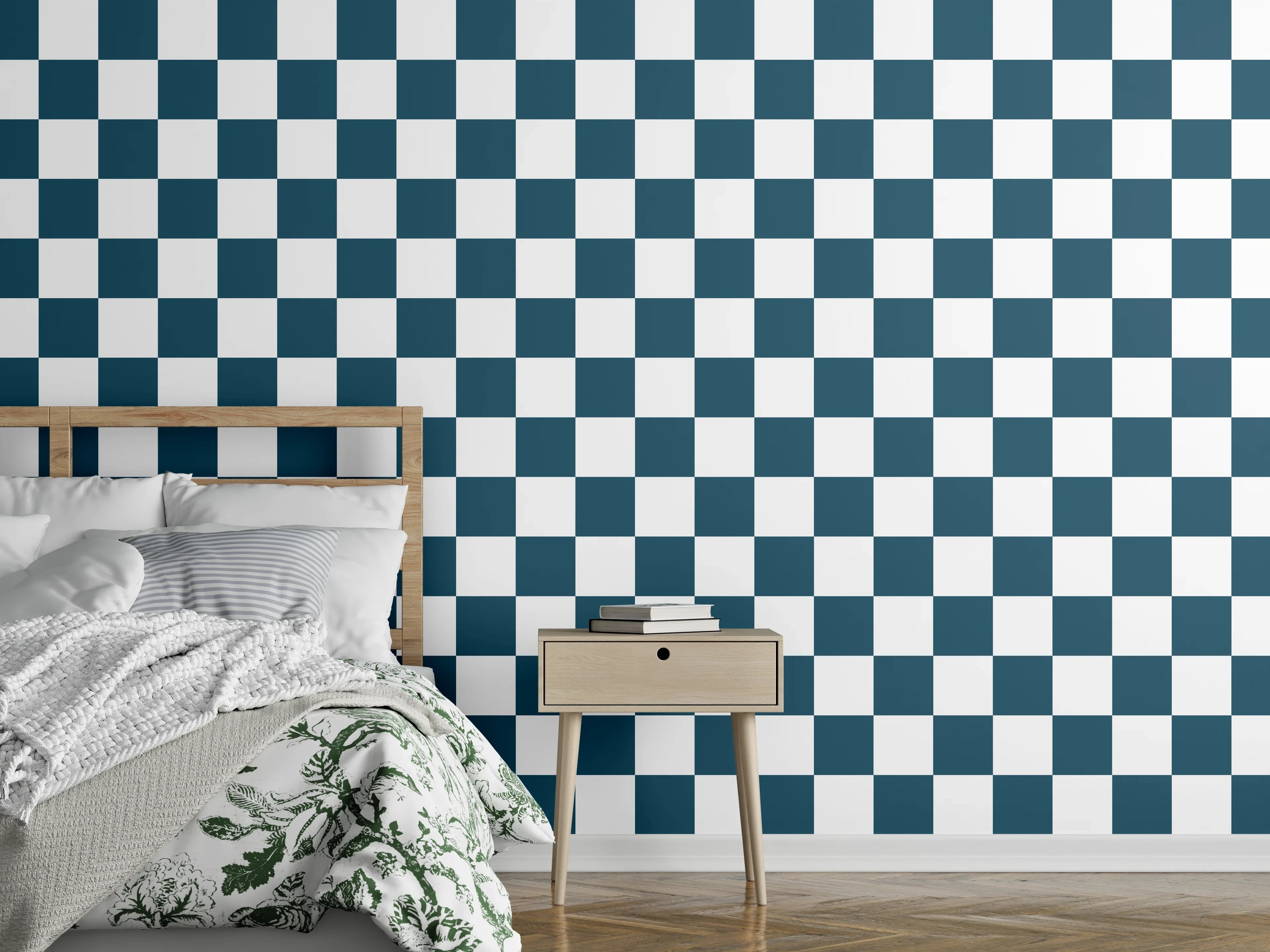 Wandverkleidung Schlafzimmer - Modischer Blaudruck-Muster-Schal