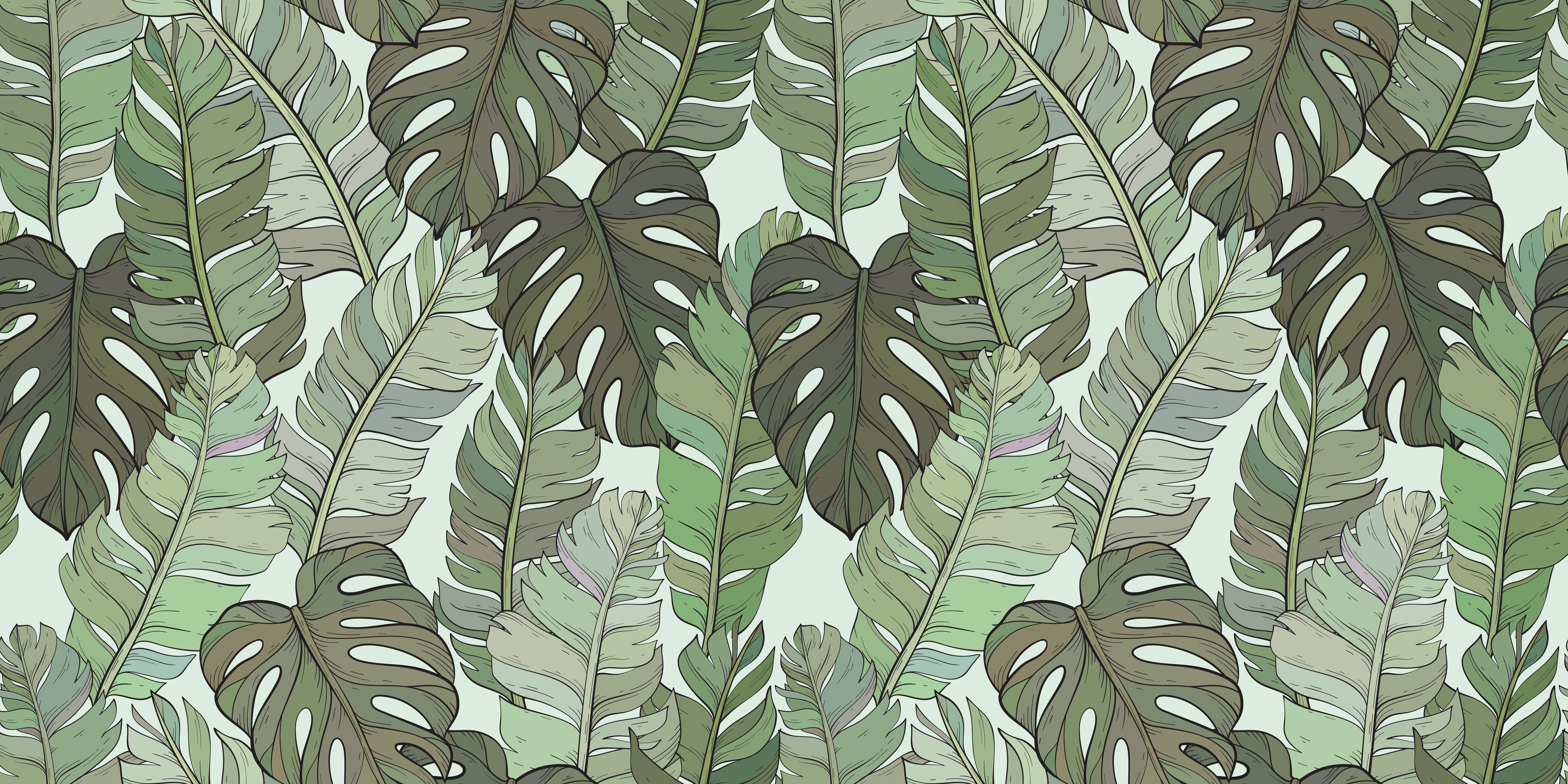 Wandverkleidung Schlafzimmer-Monstera-Blätter – Tropische Eleganz