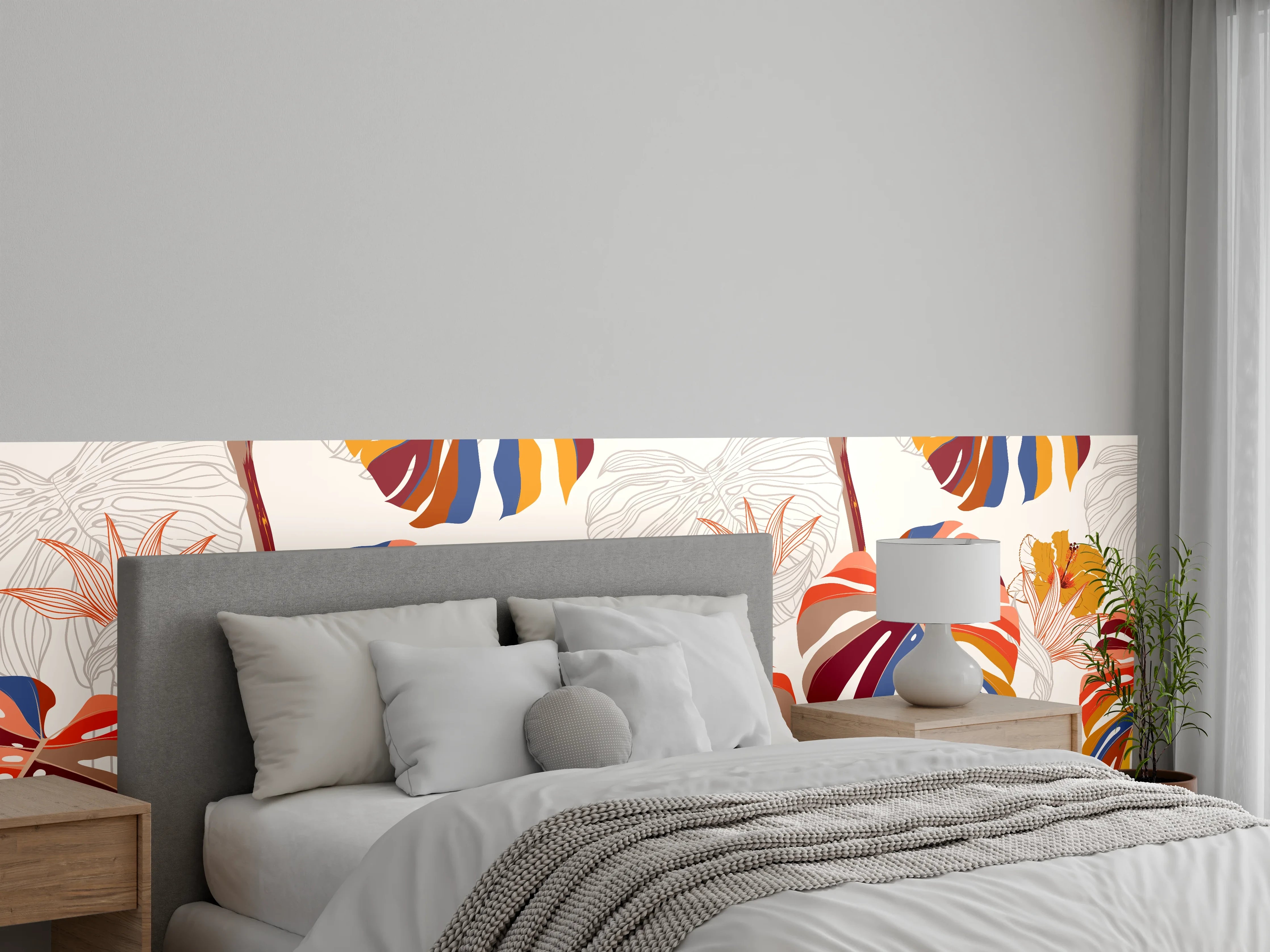 Wandverkleidung Schlafzimmer - Monstera Sunkiss Tropic