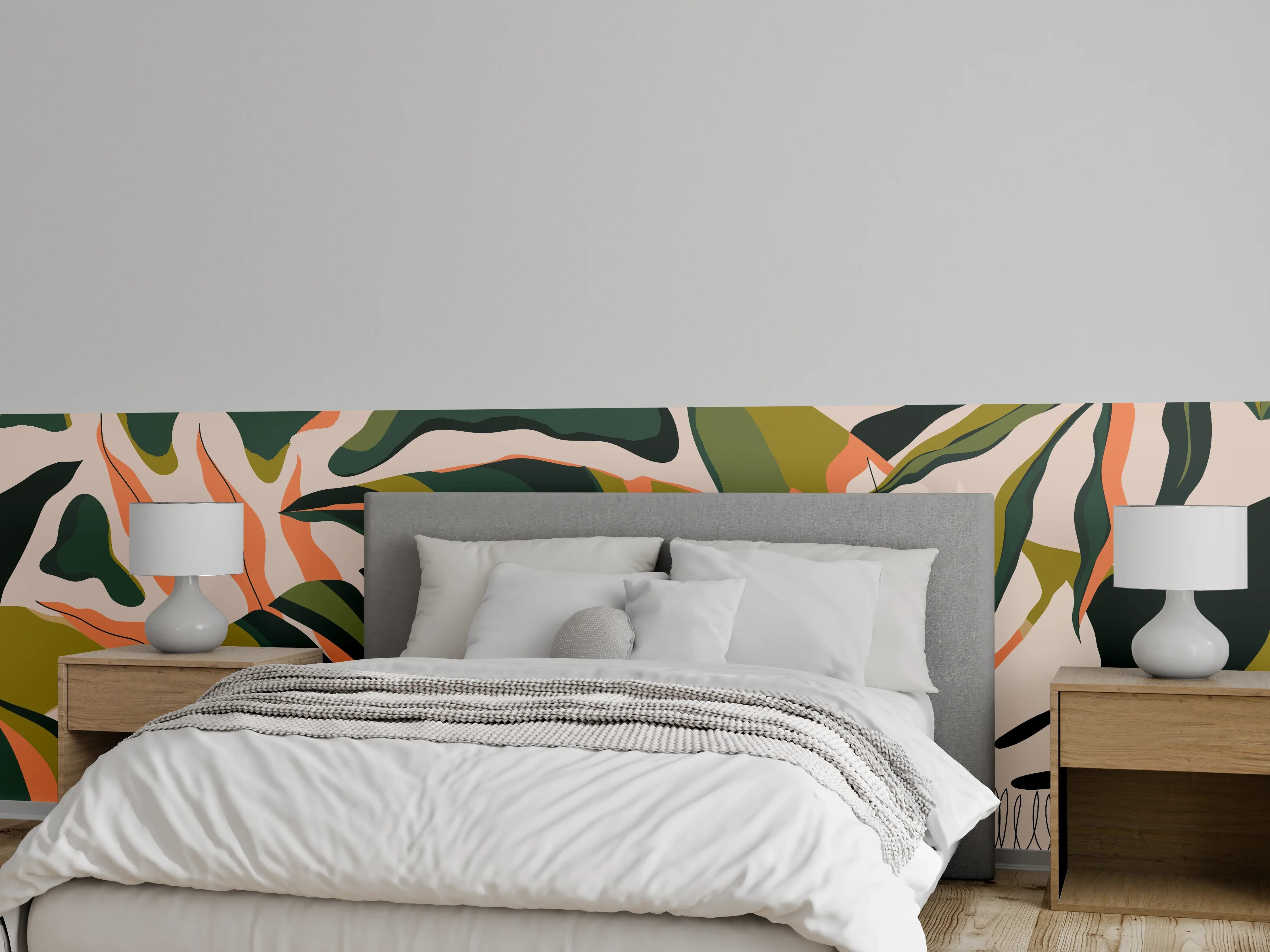 Wandverkleidung Schlafzimmer - Monstera Tropic Blattmuster