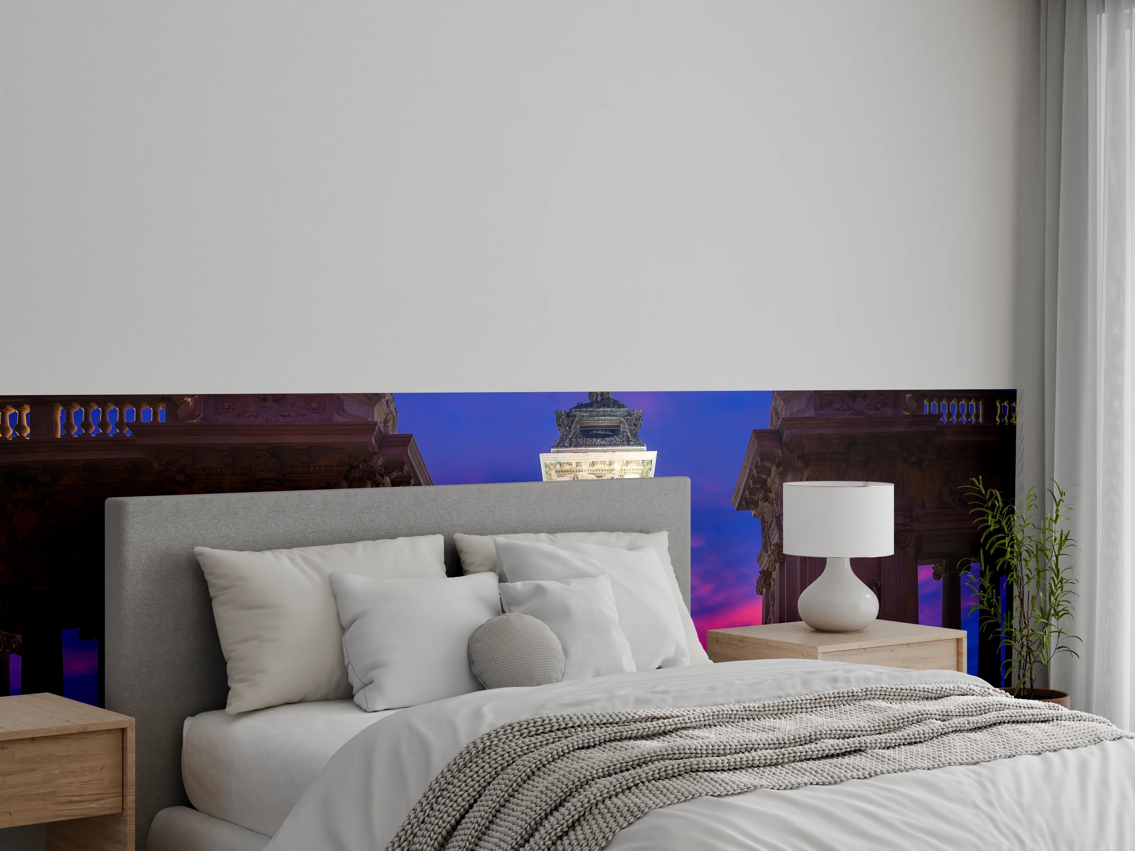 Wandverkleidung Schlafzimmer - Monument bei Sonnenuntergang, dramatisches Licht