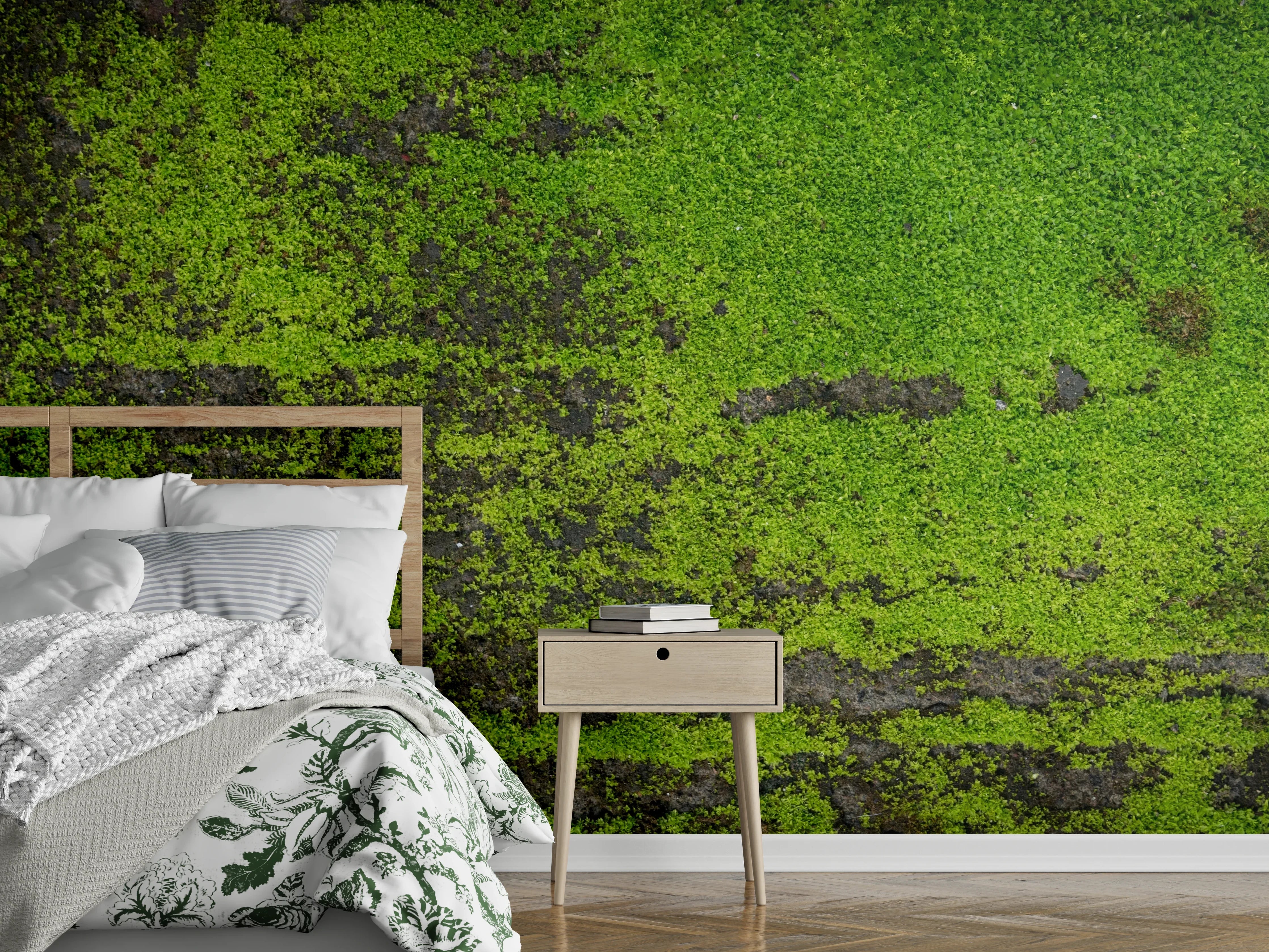 Wandverkleidung Schlafzimmer - Moosbewachsener Boden – Natürliche Frische