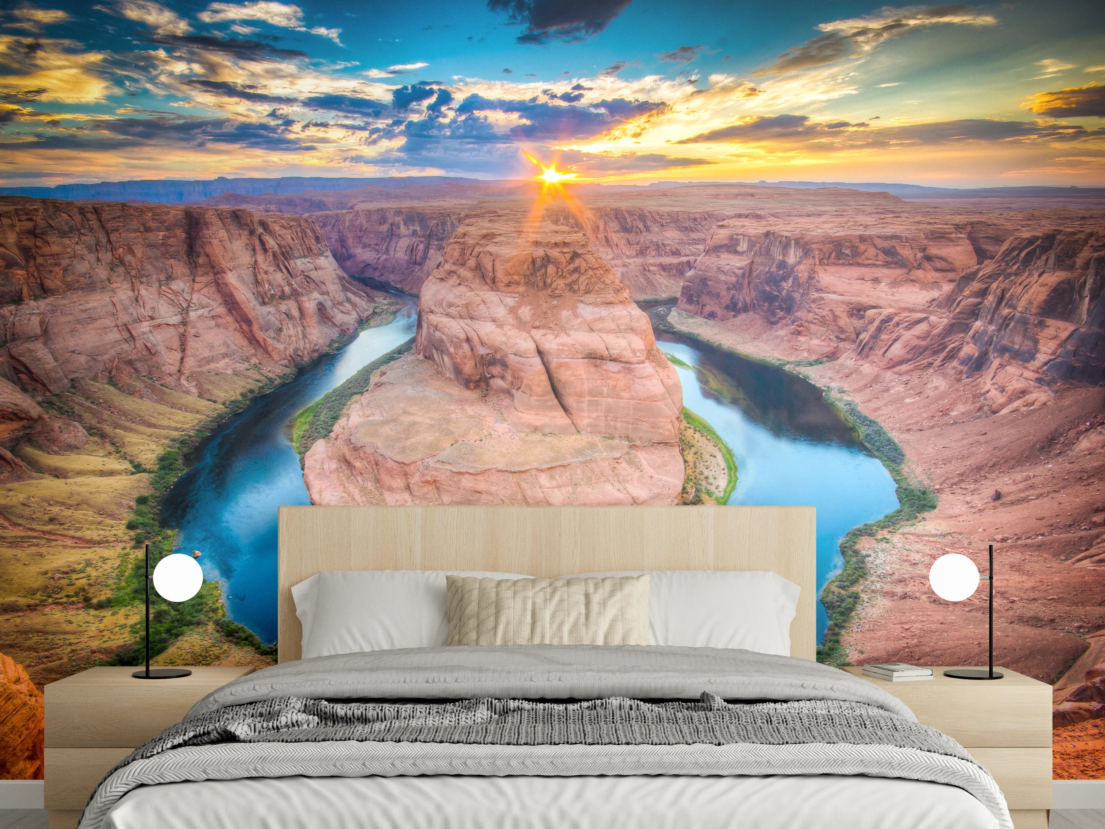 Wandverkleidung Schlafzimmer - Morgenlicht an grauen Klippen