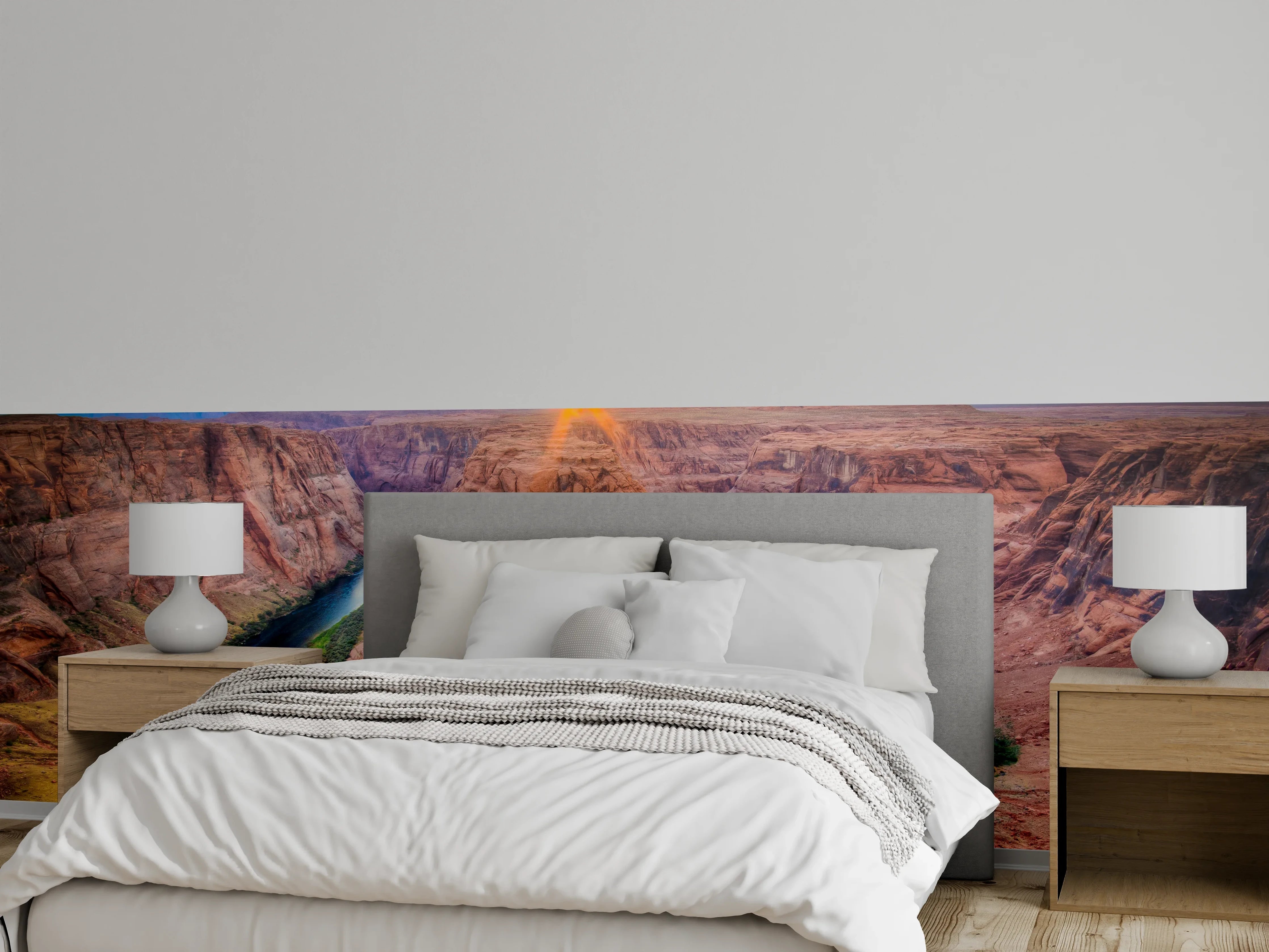 Wandverkleidung Schlafzimmer - Morgenlicht an grauen Klippen