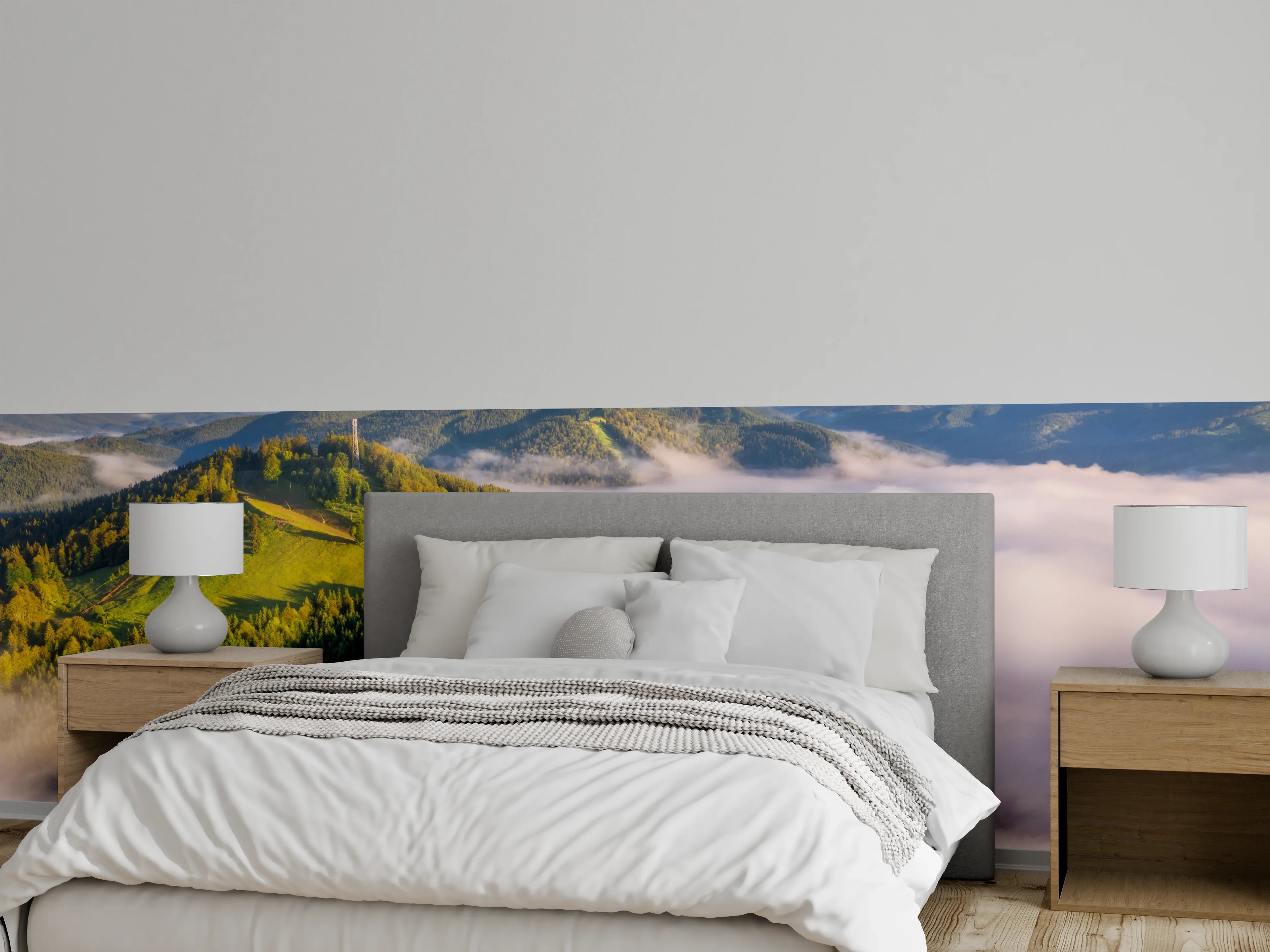 Wandverkleidung Schlafzimmer - Morgenstimmung im Wolkenwald