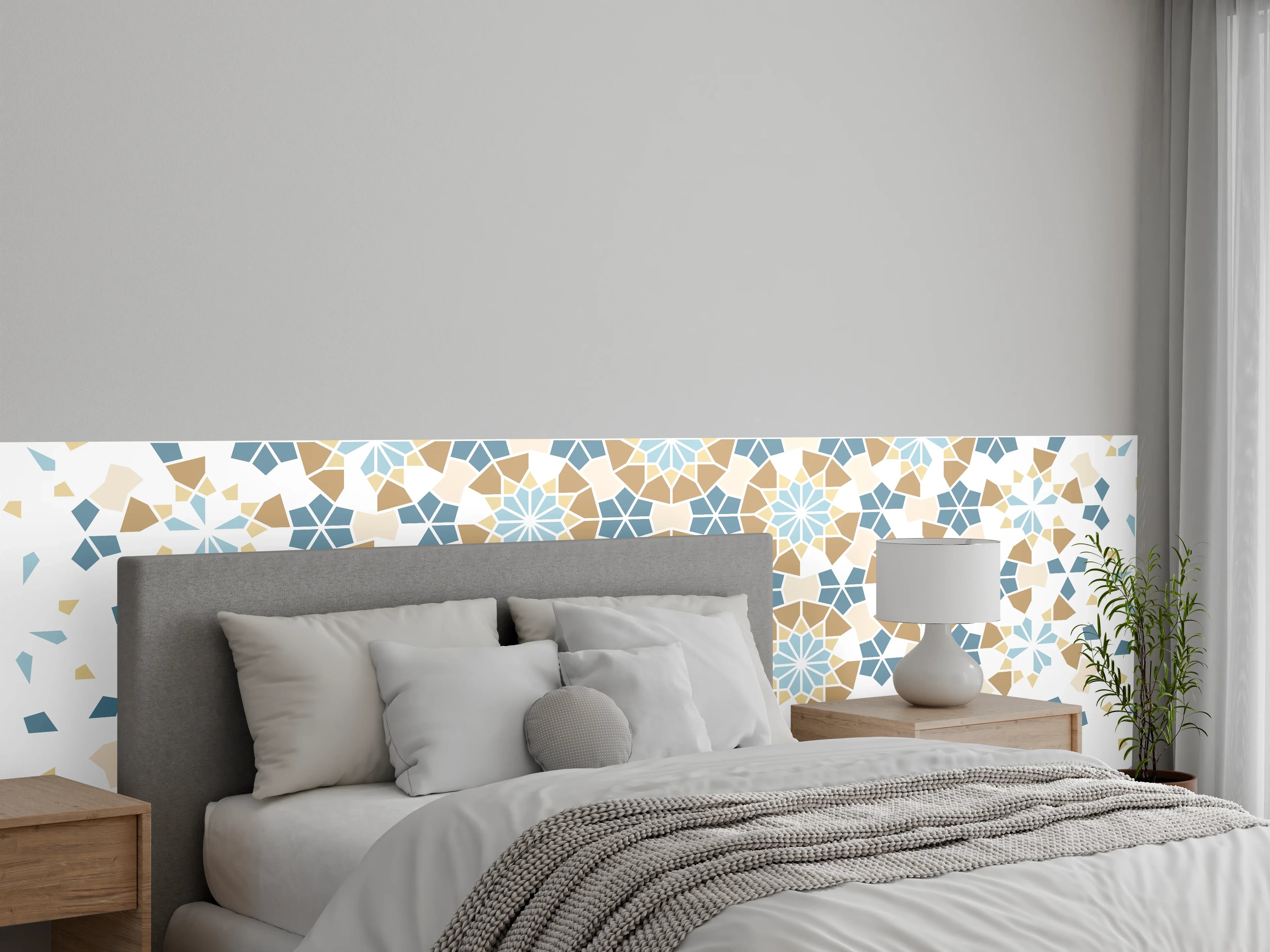 Wandverkleidung Schlafzimmer - Mosaik-Fliesen-Muster in Pastell