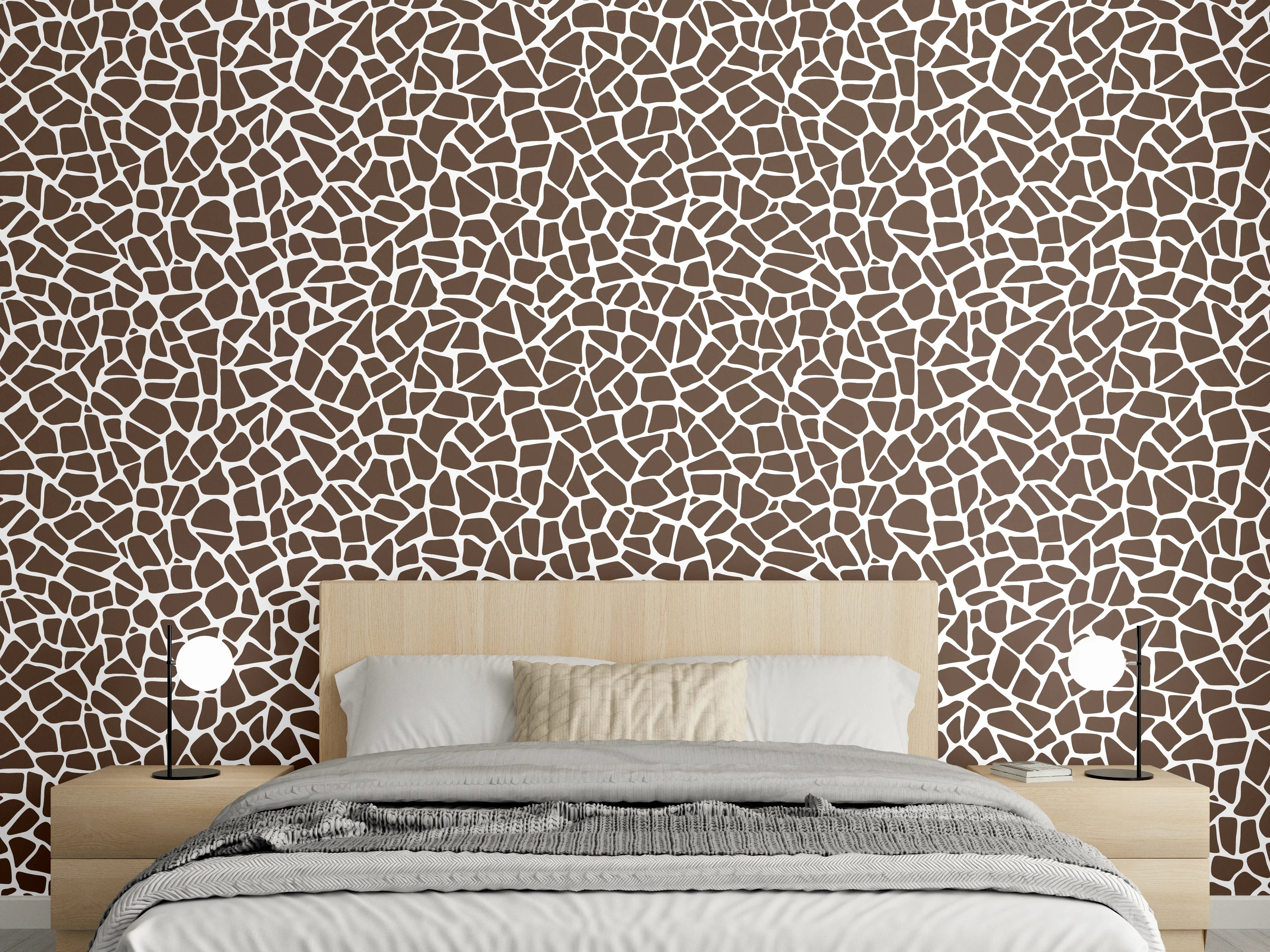 Wandverkleidung Schlafzimmer - Mosaik Muster Braun Weiß modern