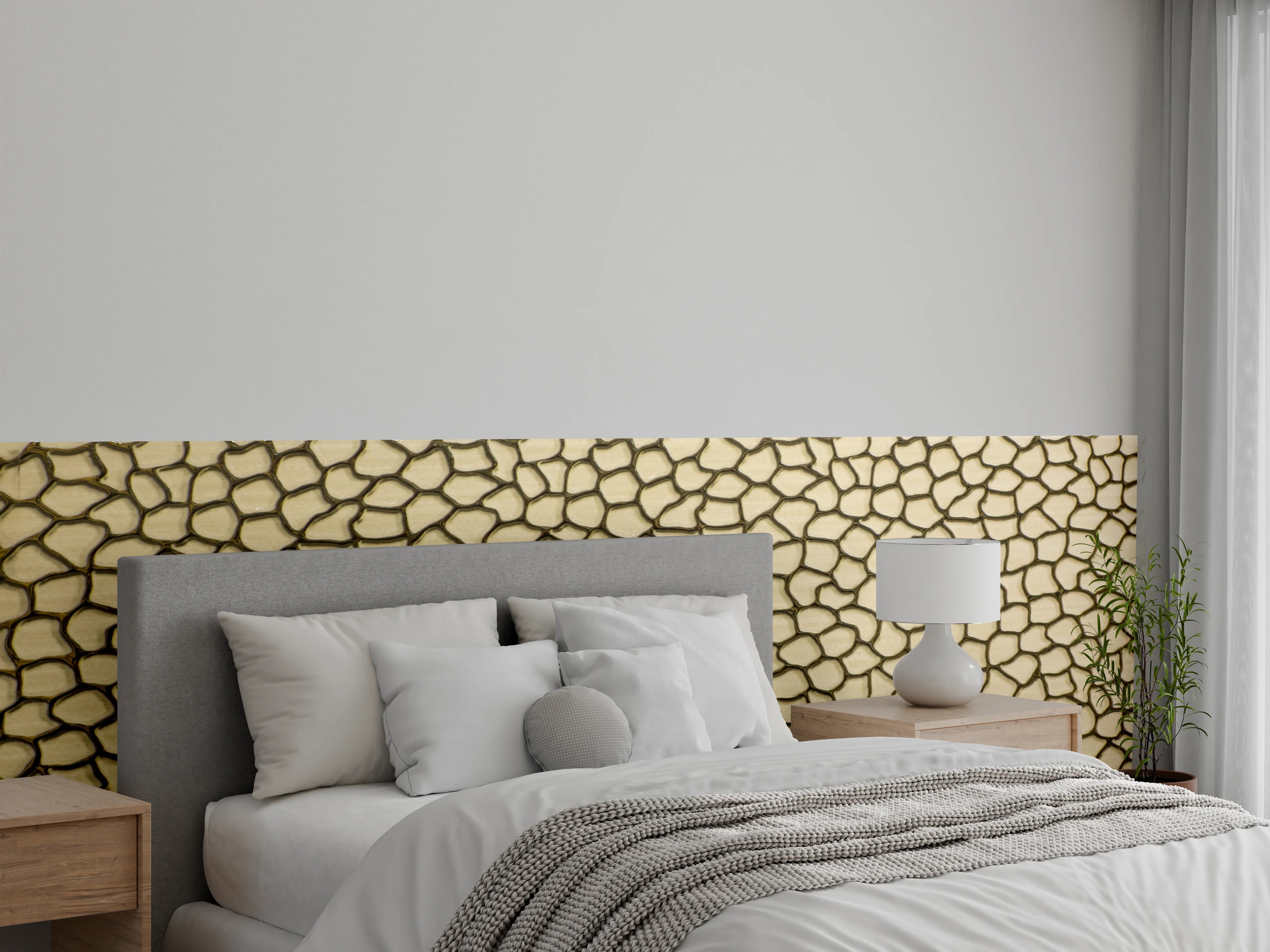 Wandverkleidung Schlafzimmer - Mosaik-Trockenboden: Schlichte Wandgestaltung