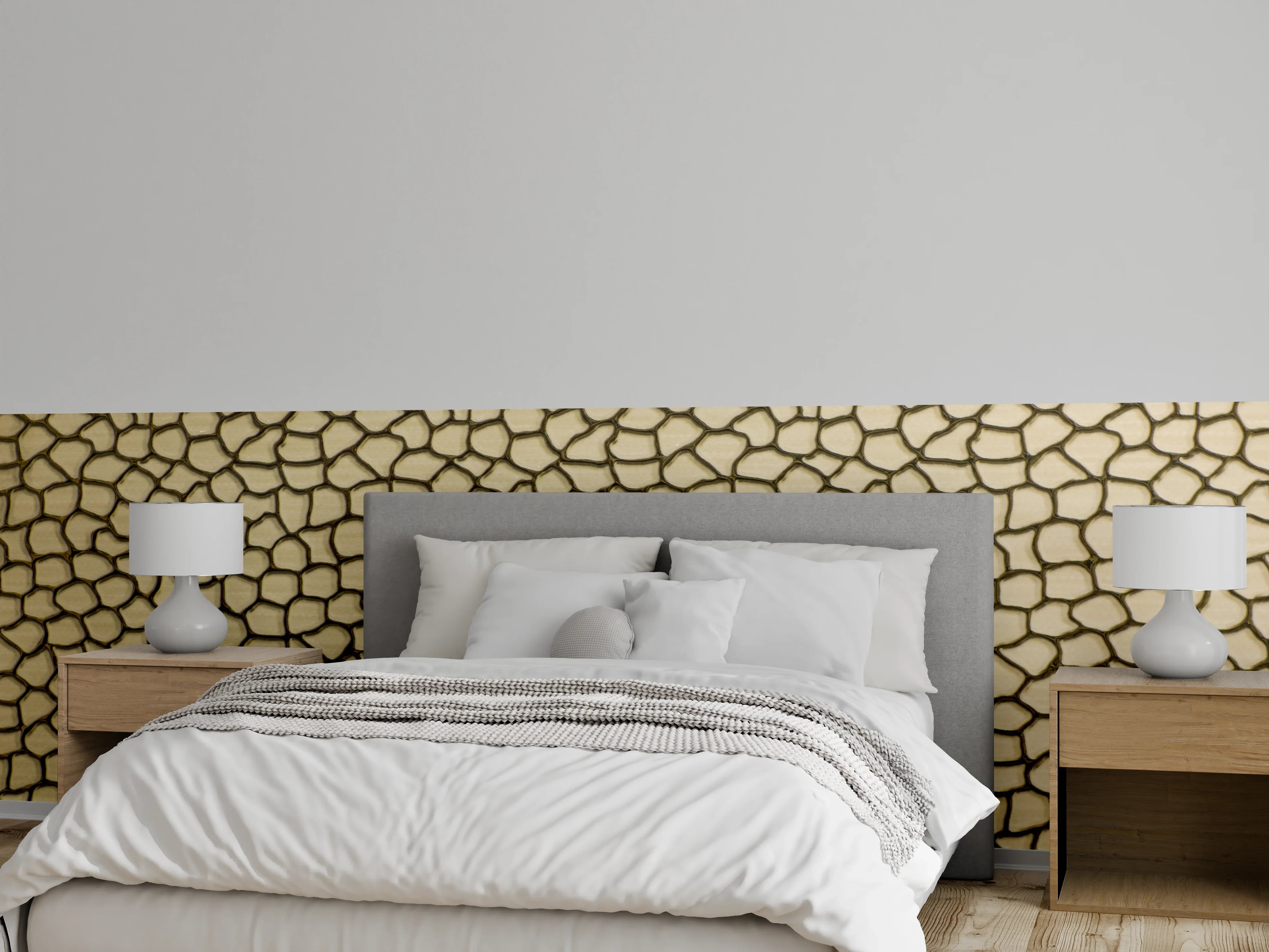 Wandverkleidung Schlafzimmer - Mosaik-Trockenboden: Schlichte Wandgestaltung