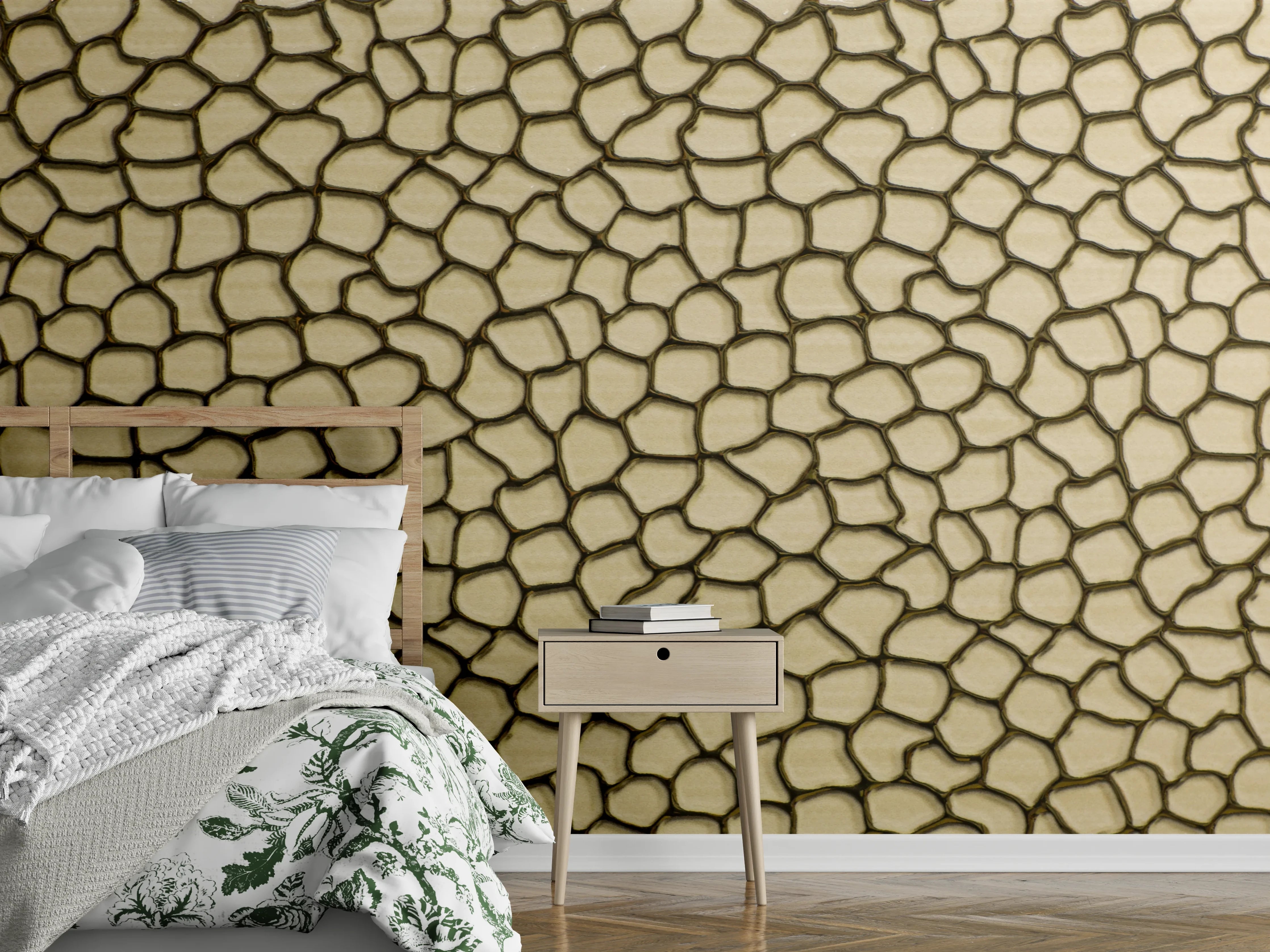 Wandverkleidung Schlafzimmer - Mosaik-Trockenboden: Schlichte Wandgestaltung