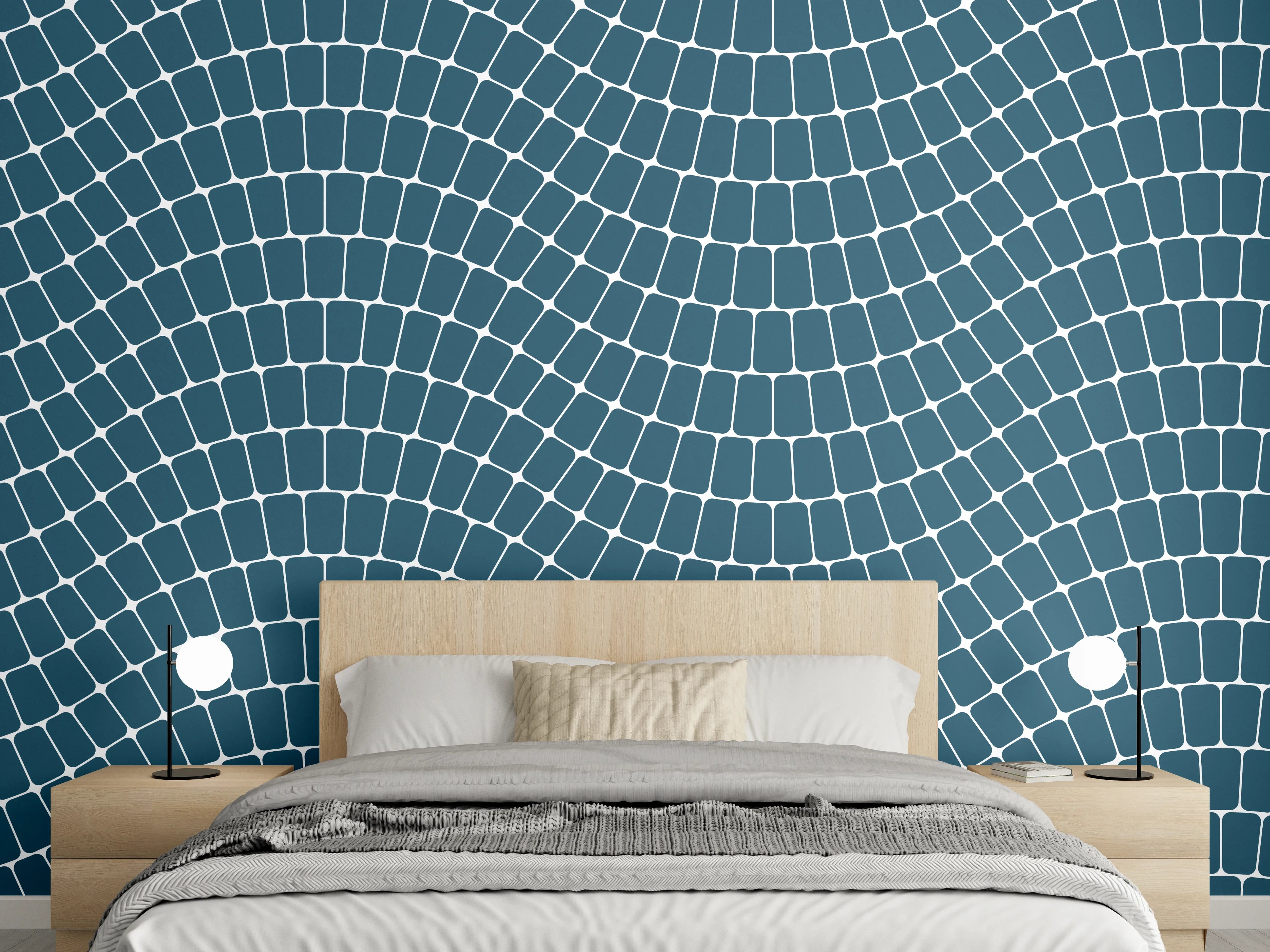 Wandverkleidung Schlafzimmer - Mosaikartige Struktur in Blau