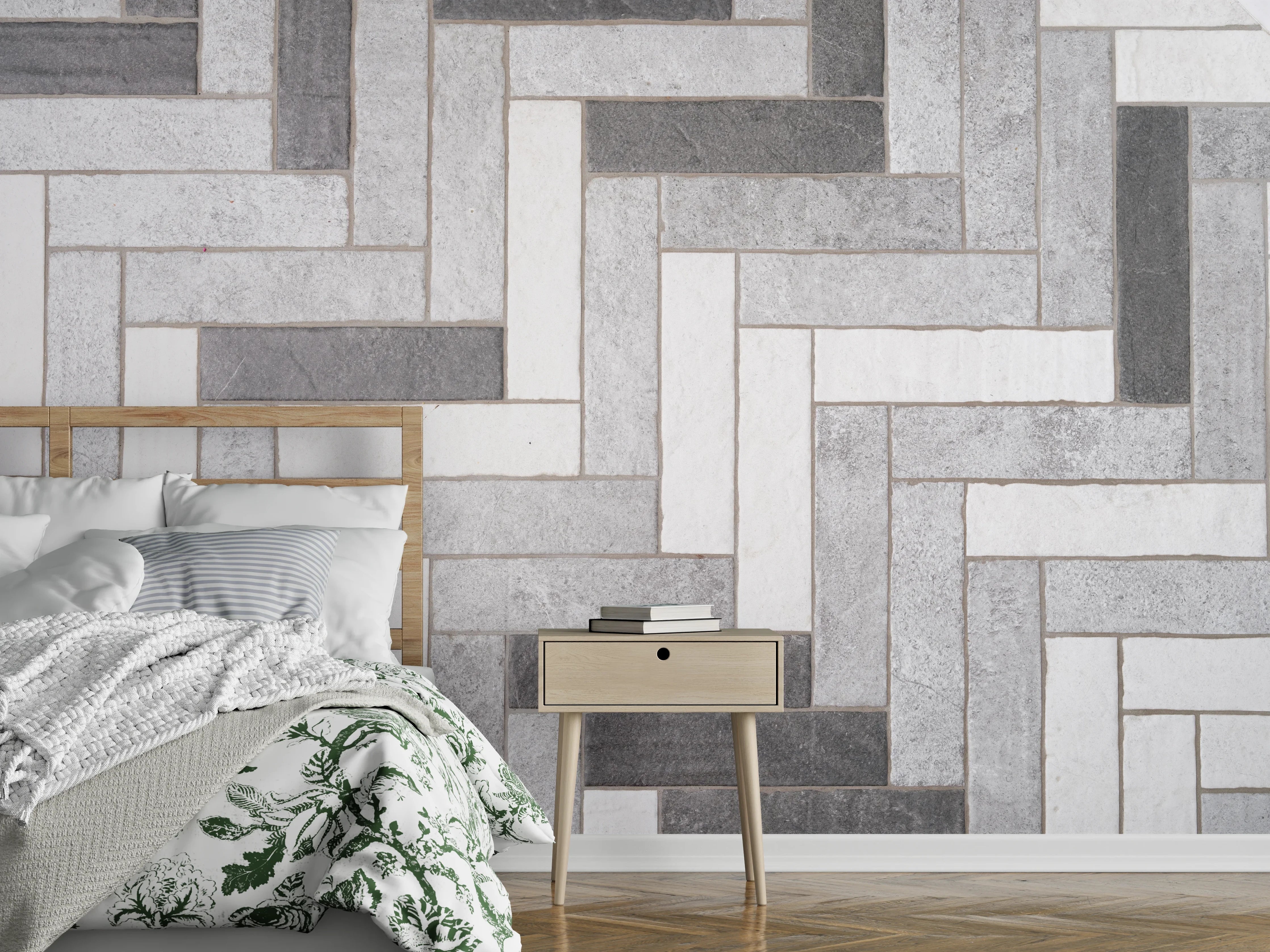 Wandverkleidung Schlafzimmer - Mosaikbodenfliesen in Rechtecken