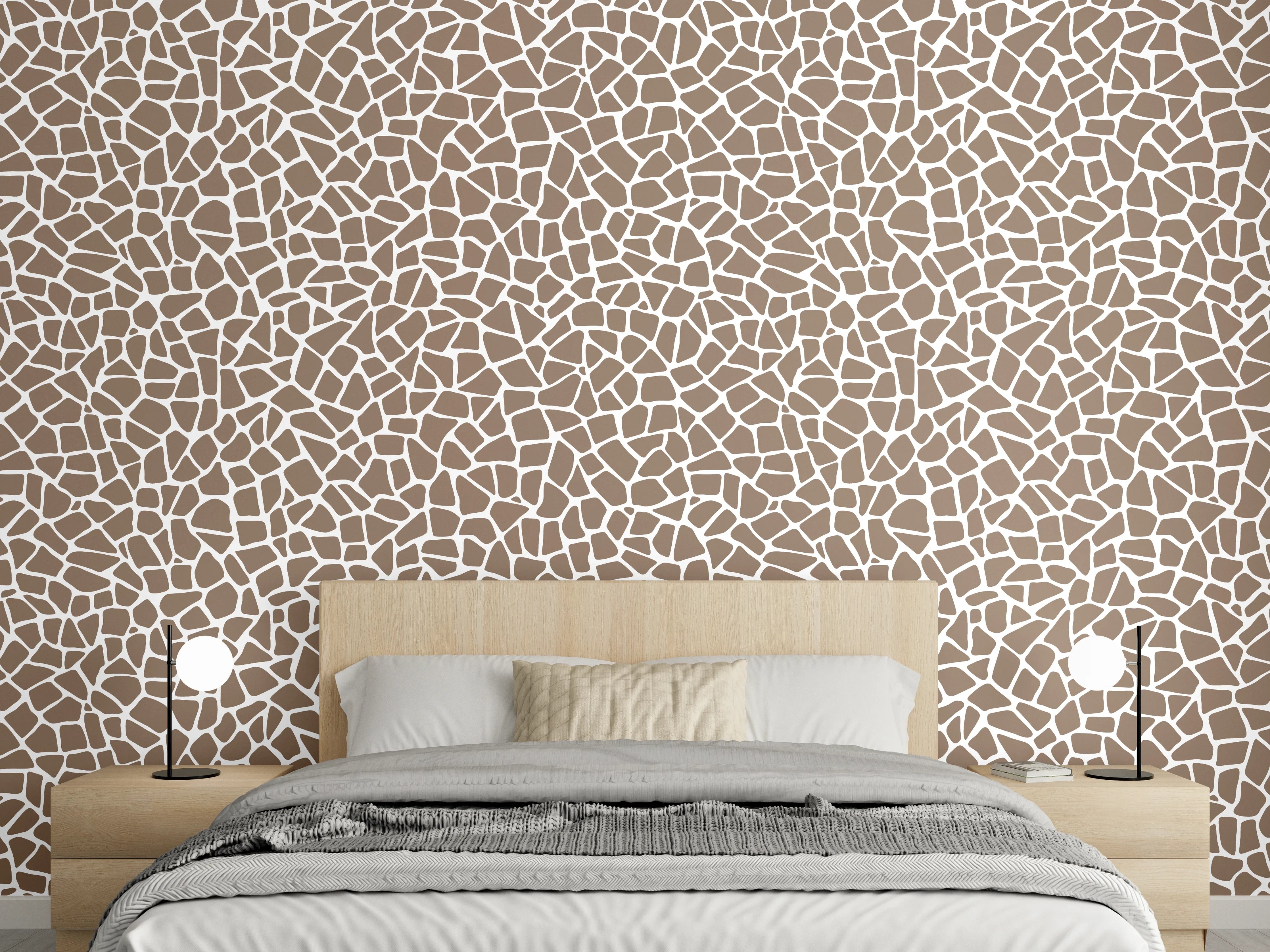 Wandverkleidung Schlafzimmer - Mosaikmuster Braun-Weiß modern strukturiert