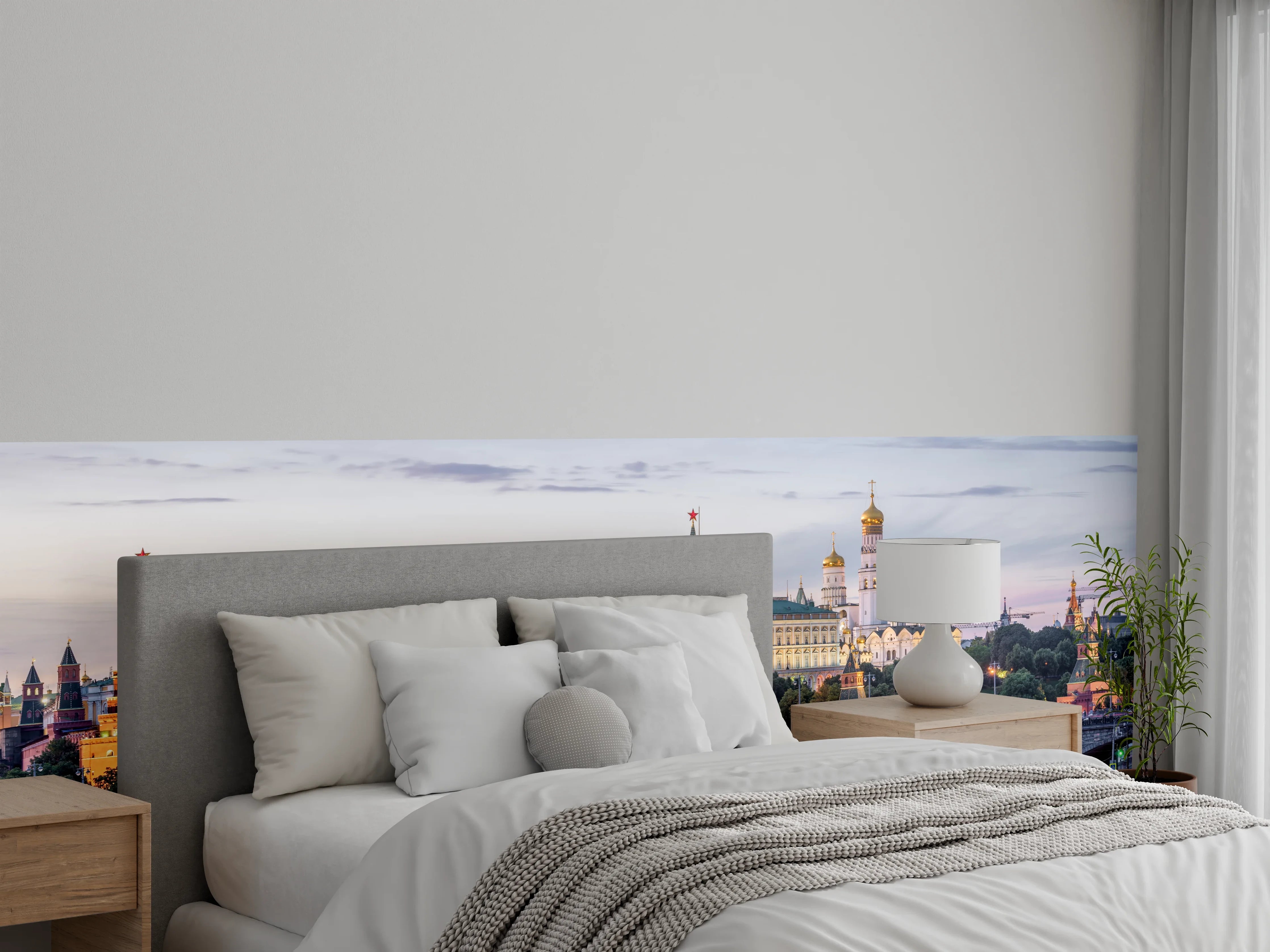 Wandverkleidung Schlafzimmer - Moskau Skyline mit Kreml Panorama