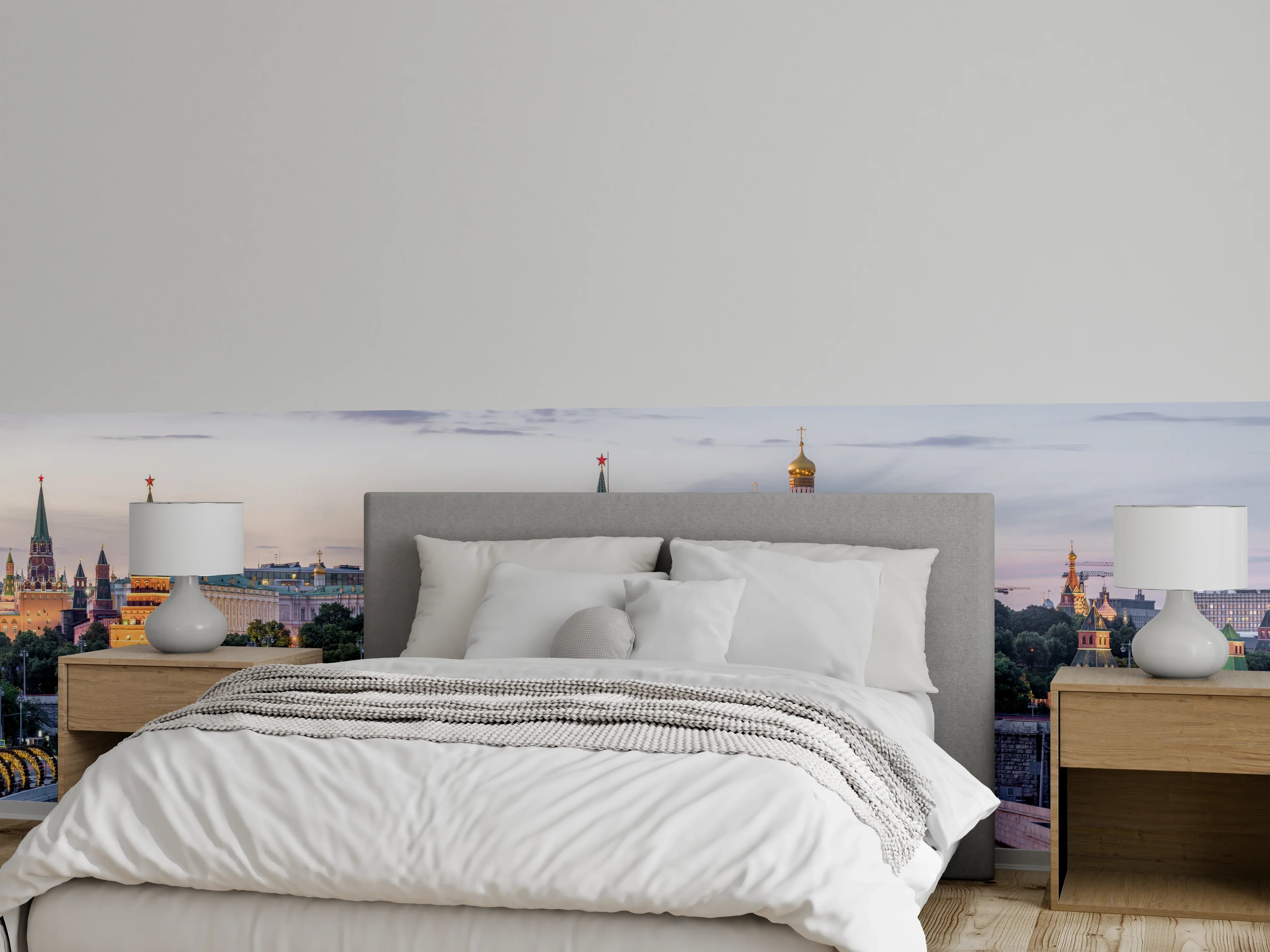Wandverkleidung Schlafzimmer - Moskau Skyline mit Kreml Panorama