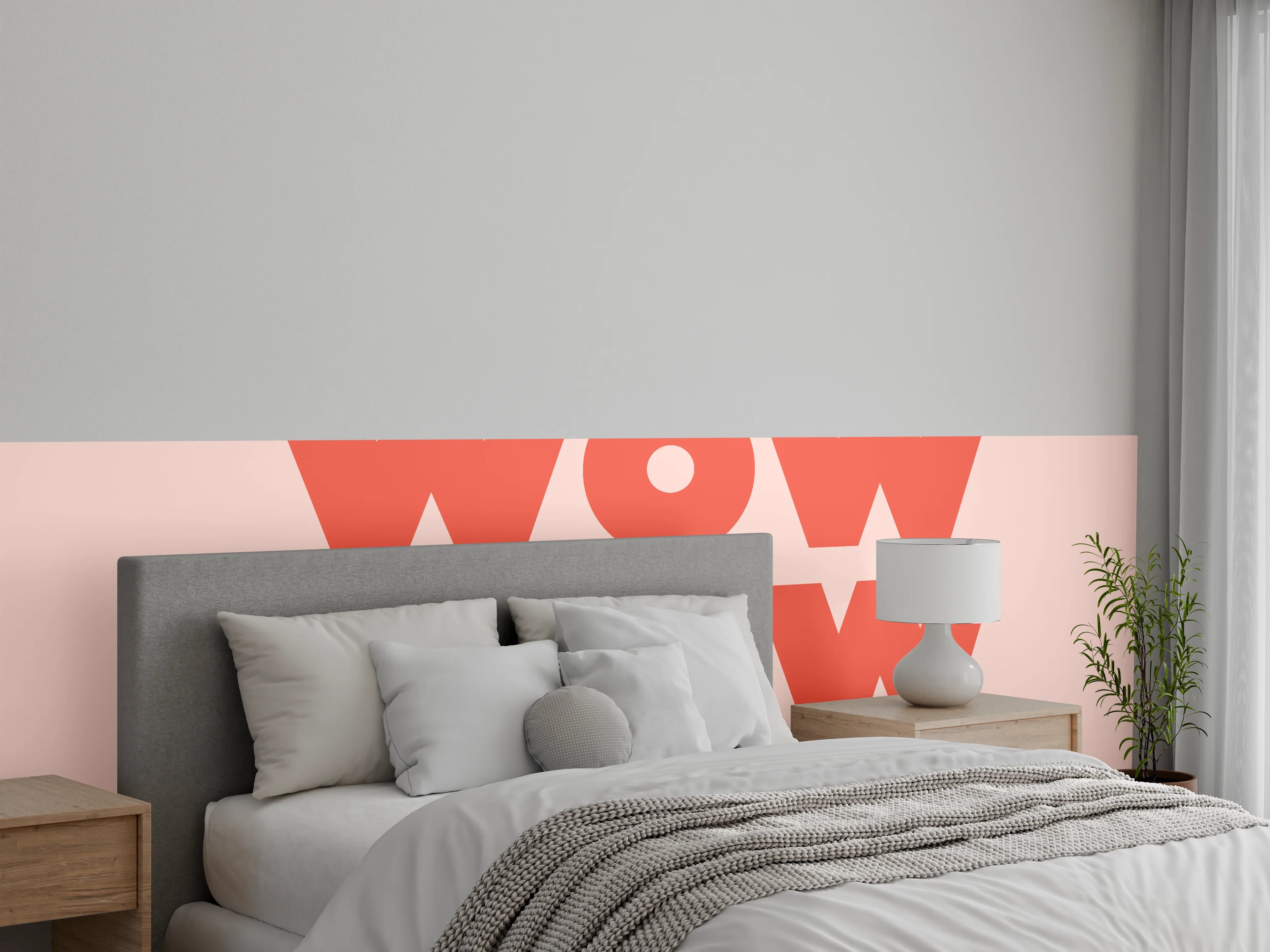 Wandverkleidung Schlafzimmer - Motivationaler 'WOW' Typografie-Print