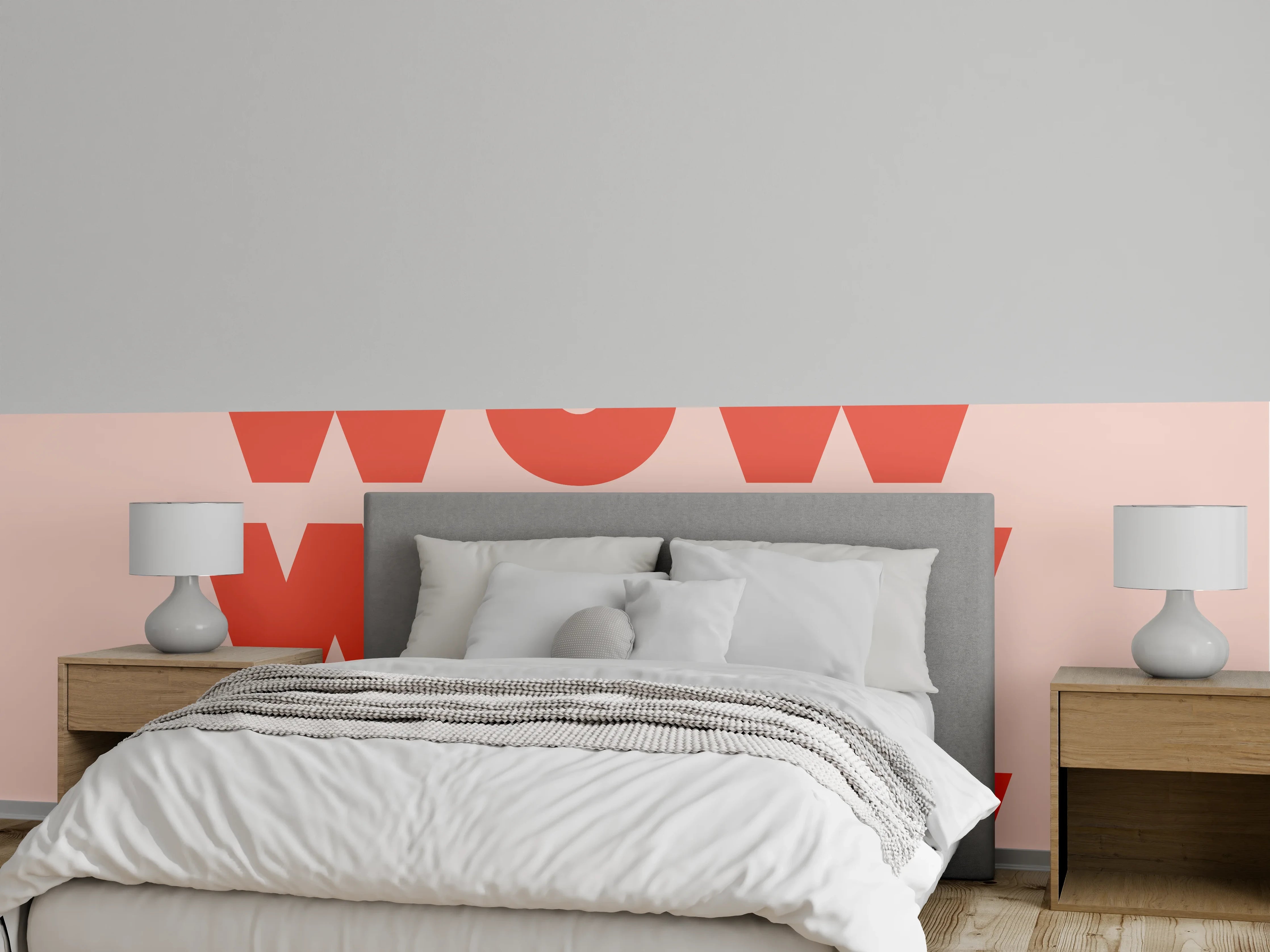 Wandverkleidung Schlafzimmer - Motivationaler 'WOW' Typografie-Print