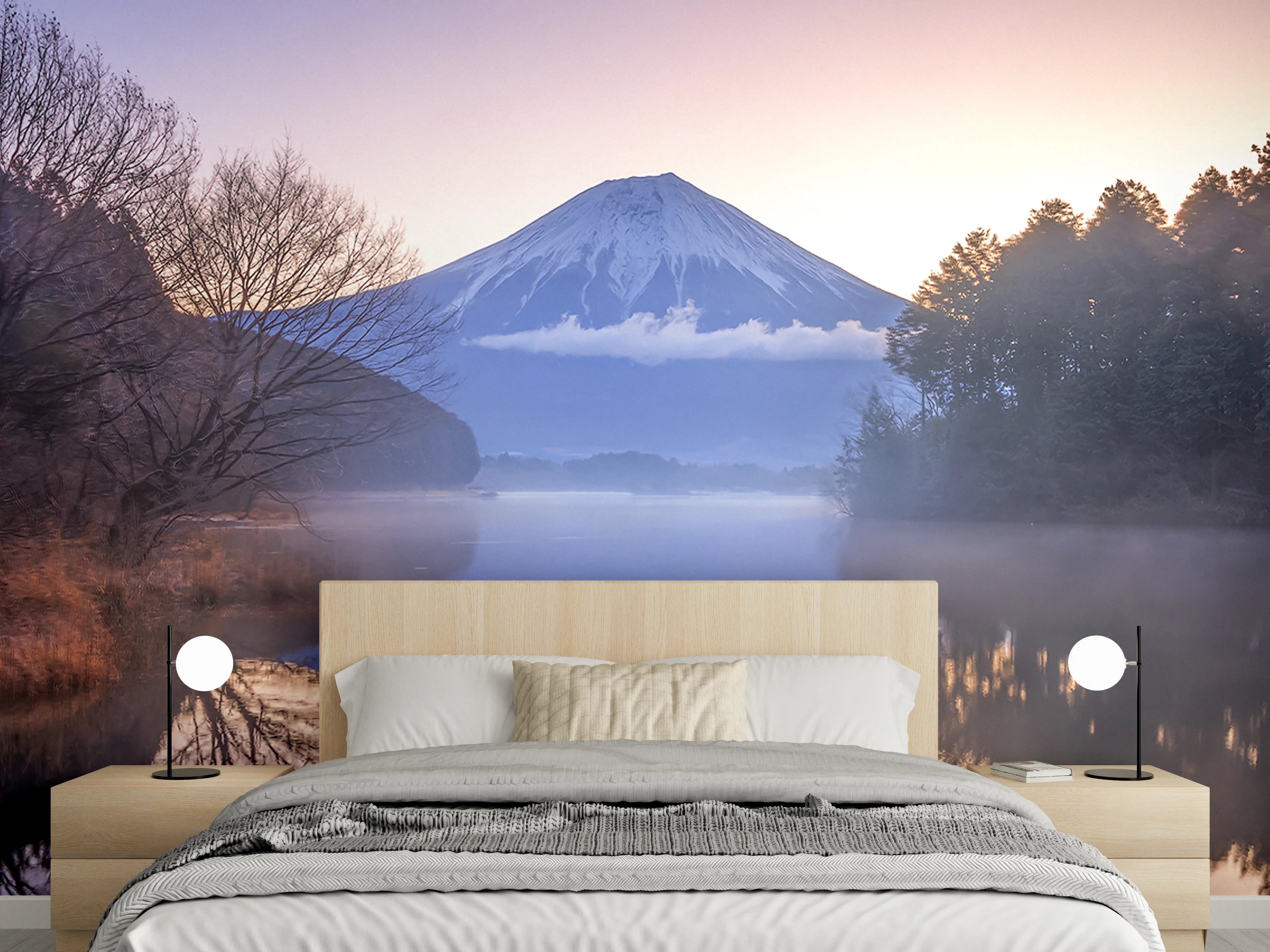 Wandverkleidung Schlafzimmer - Mount Fuji am Morgen – Japan Landschaft