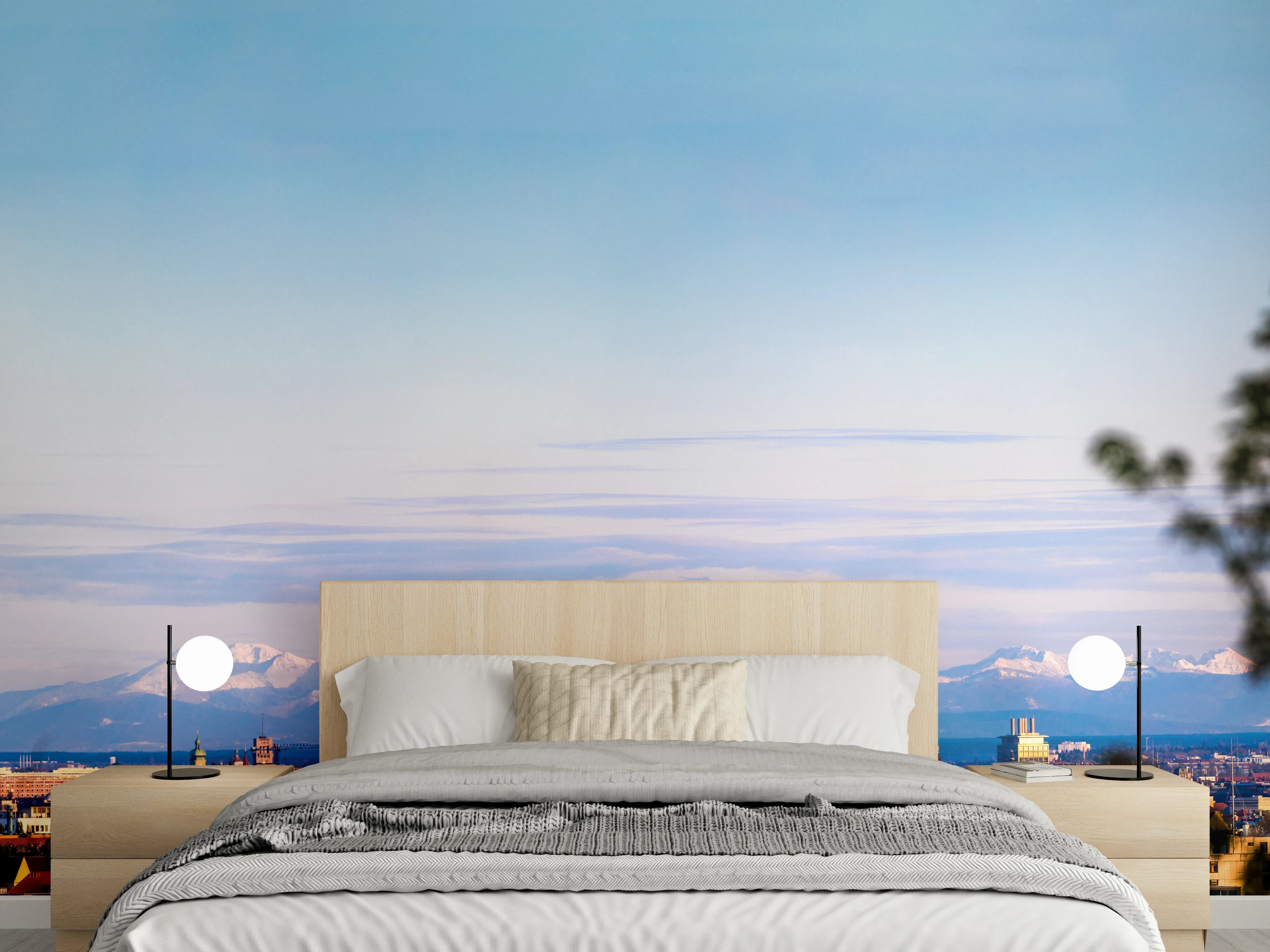 Wandverkleidung Schlafzimmer - München Alpen Panorama