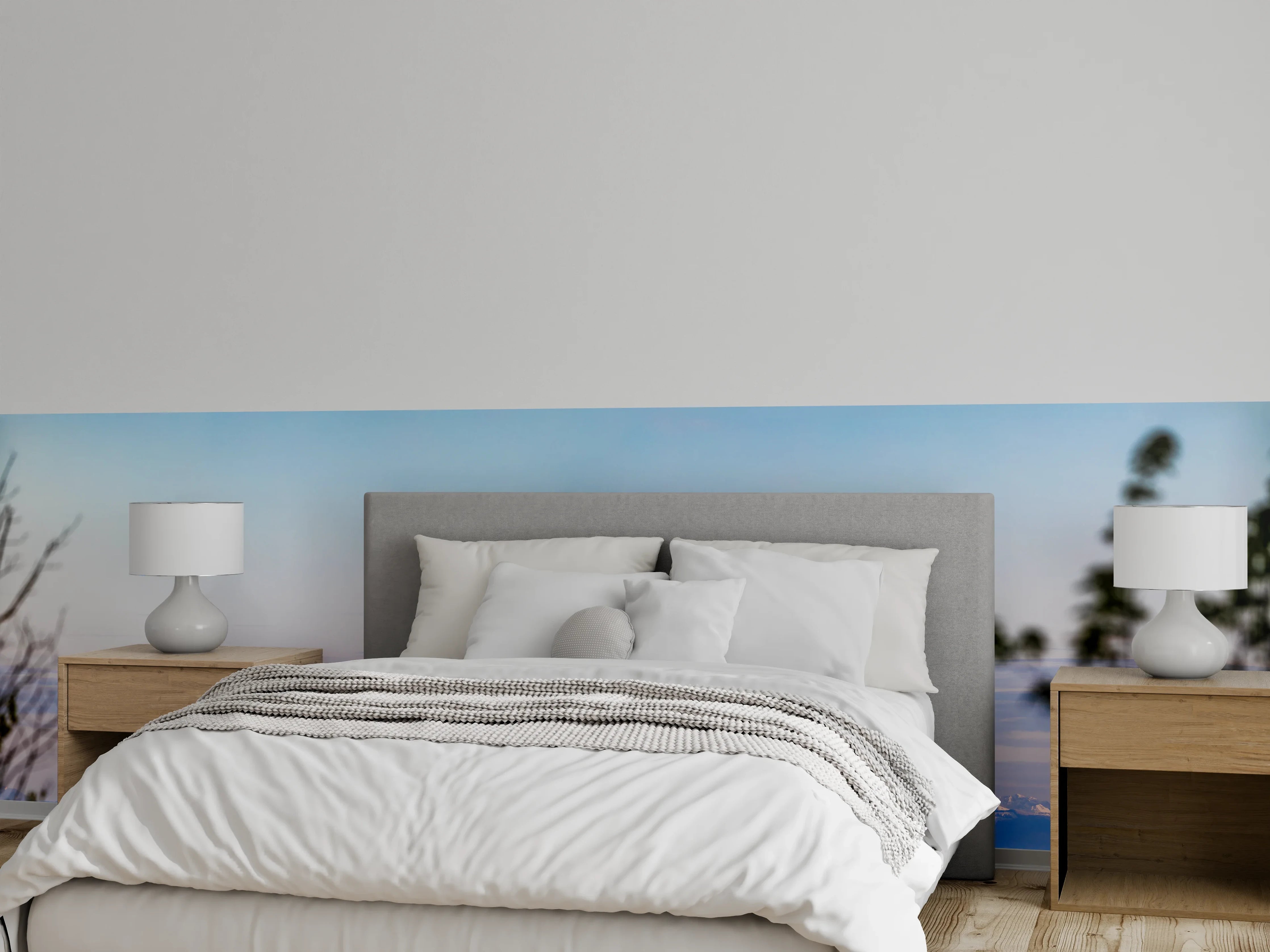 Wandverkleidung Schlafzimmer - München Alpen Panorama