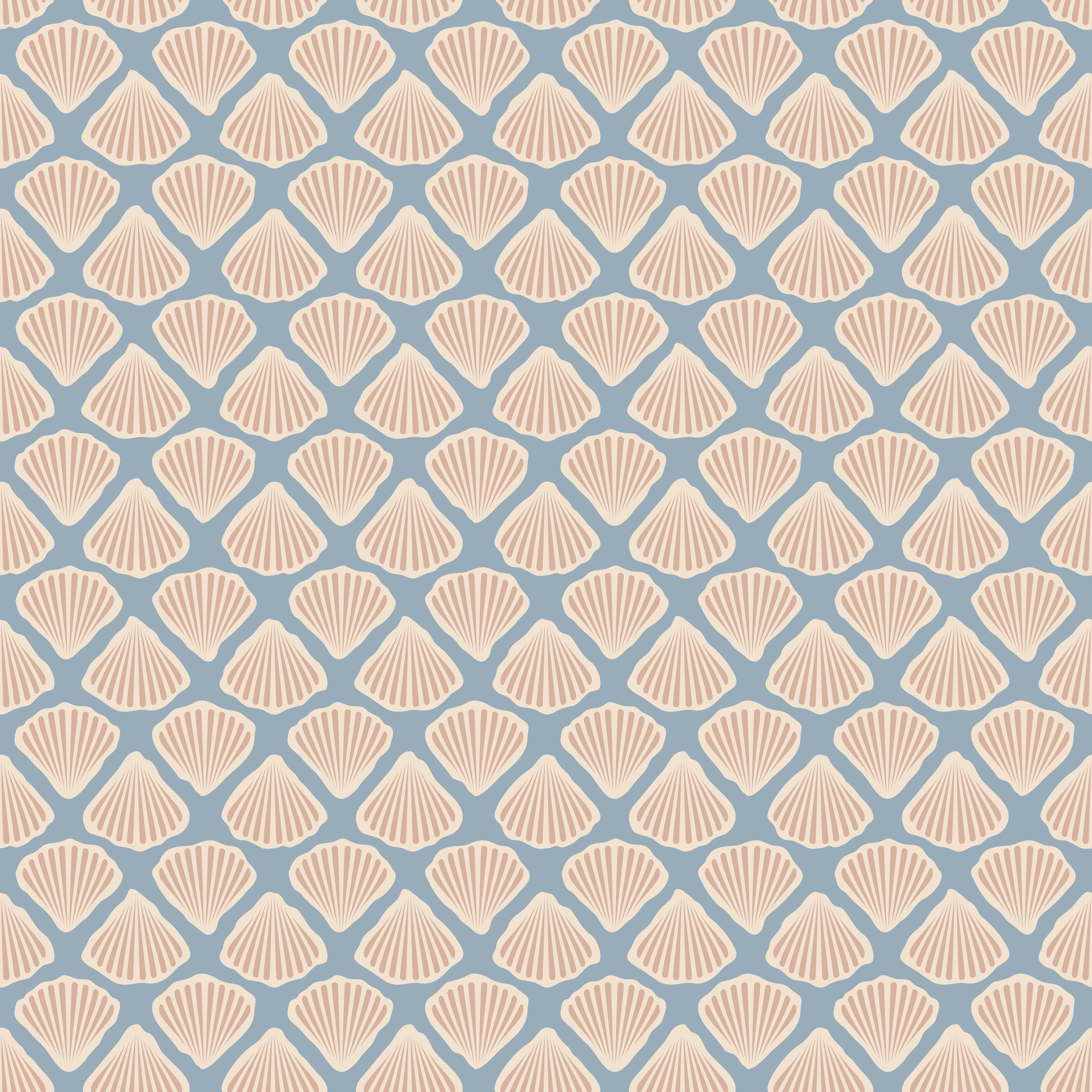 Wandverkleidung Schlafzimmer-Muschel-Muster Türkis-Beige Tapete