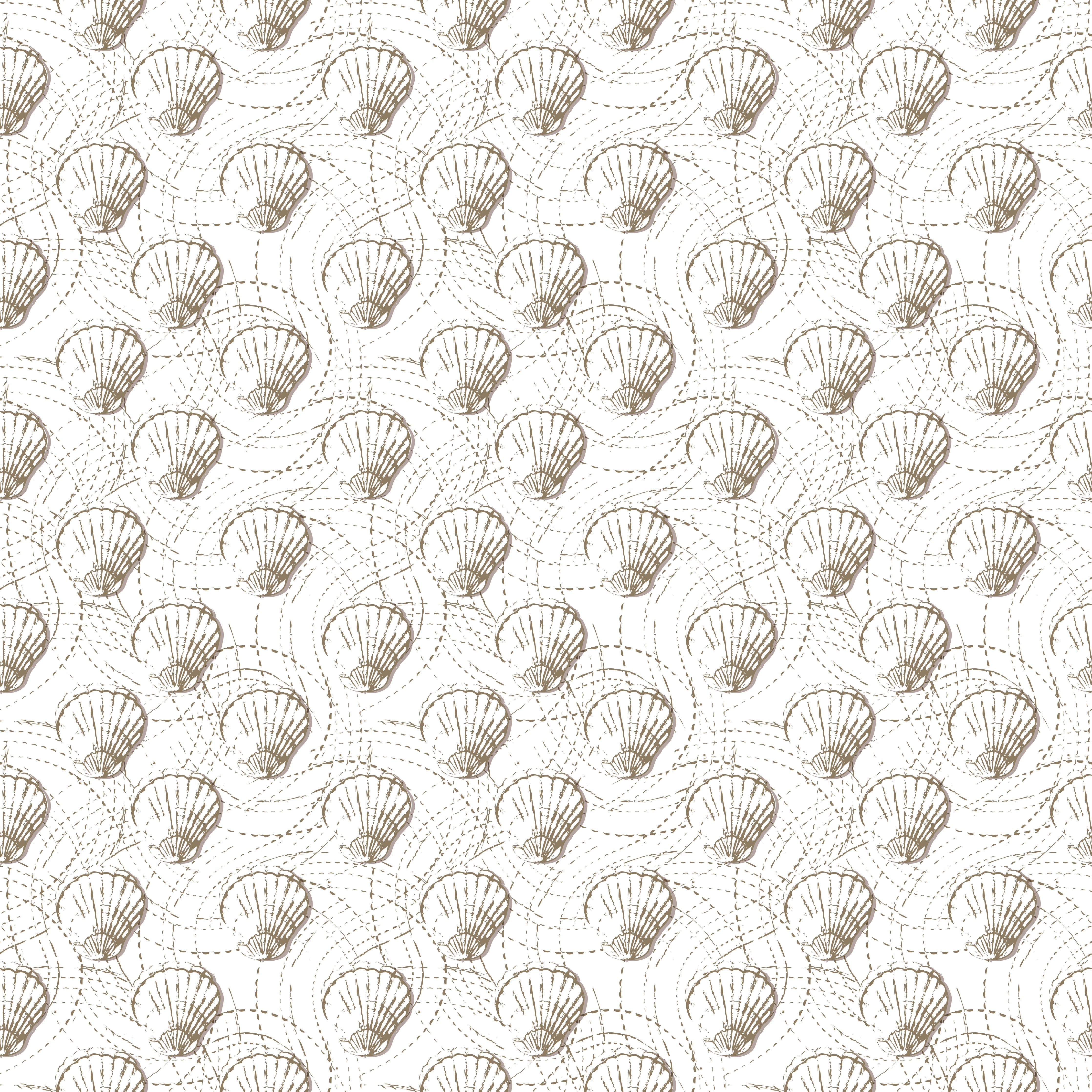 Wandverkleidung Schlafzimmer-Muschel-Muster Weiß-Beige
