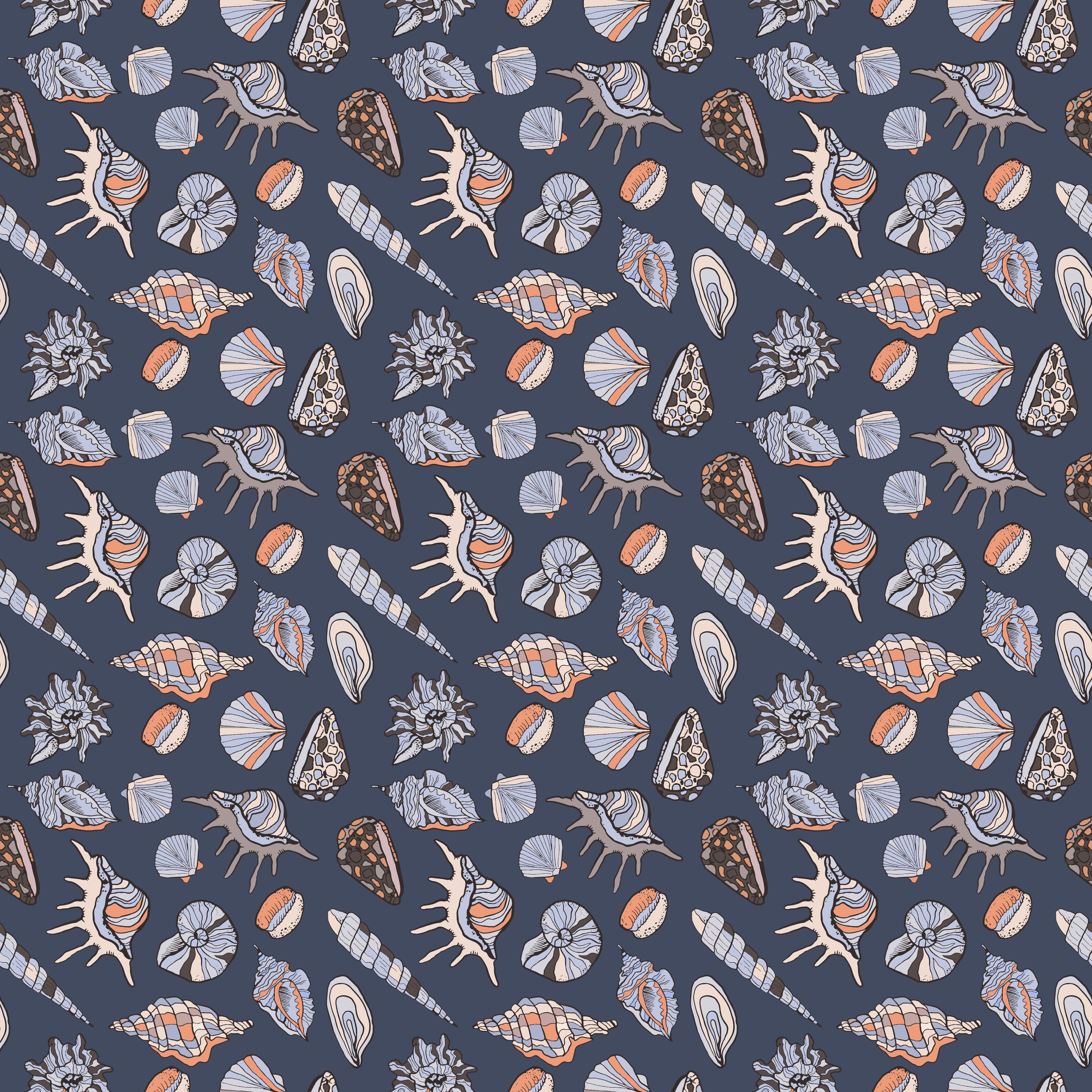 Wandverkleidung Schlafzimmer-Muschelmuster Navy Beige Orange