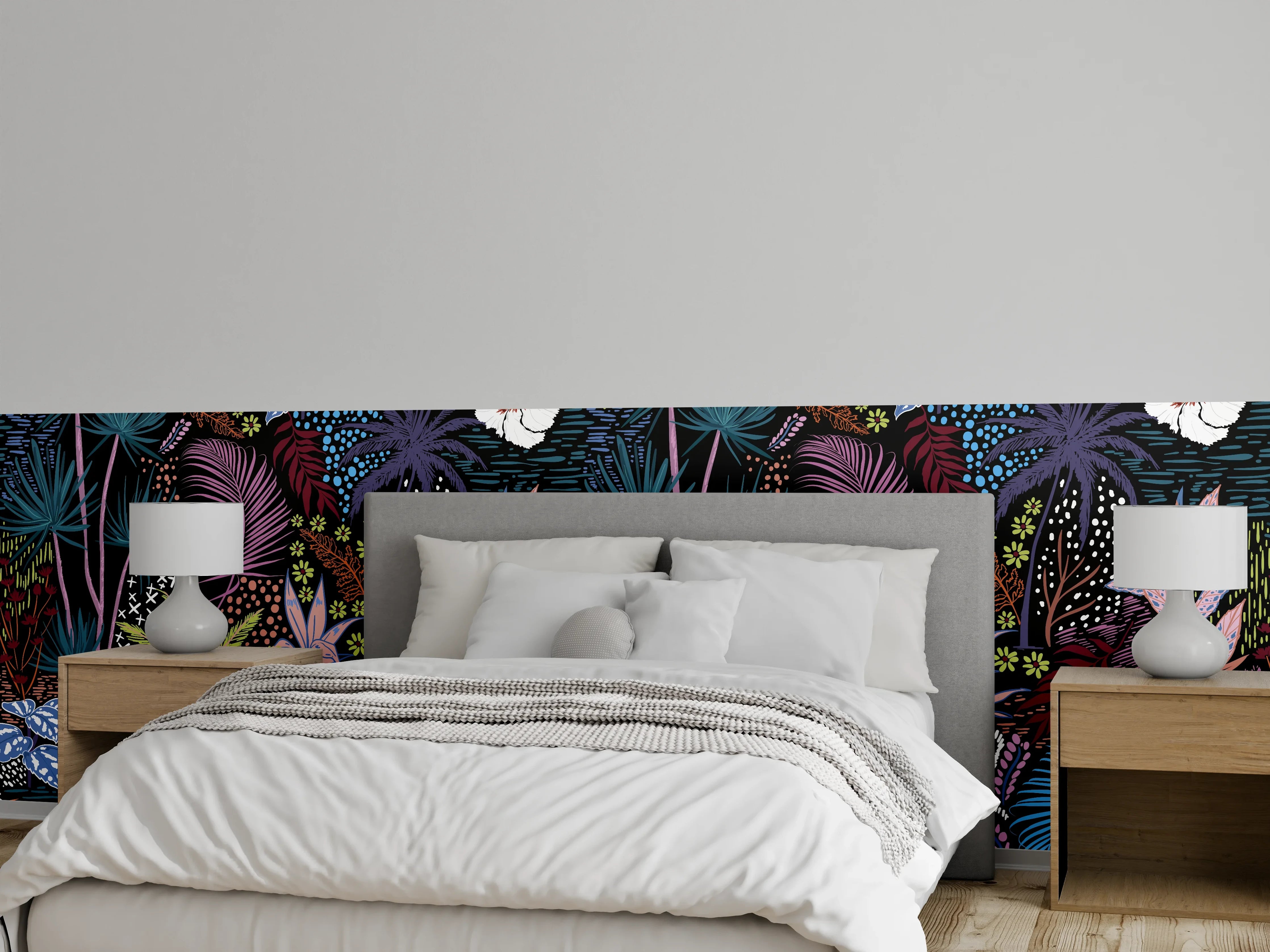 Wandverkleidung Schlafzimmer - Mystic Tropic Pflanzenmuster