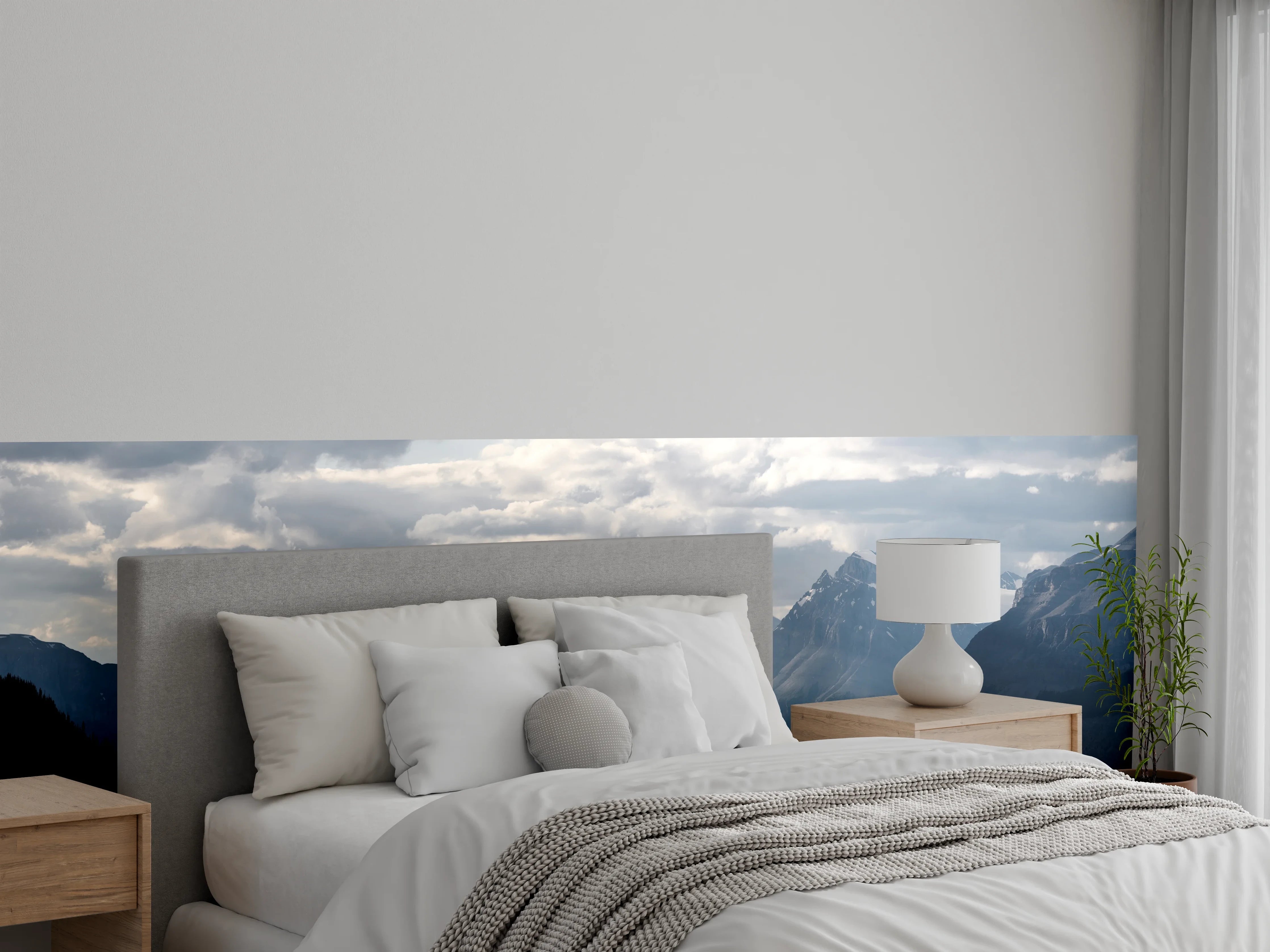 Wandverkleidung Schlafzimmer - Mystische Berglandschaft Panorama