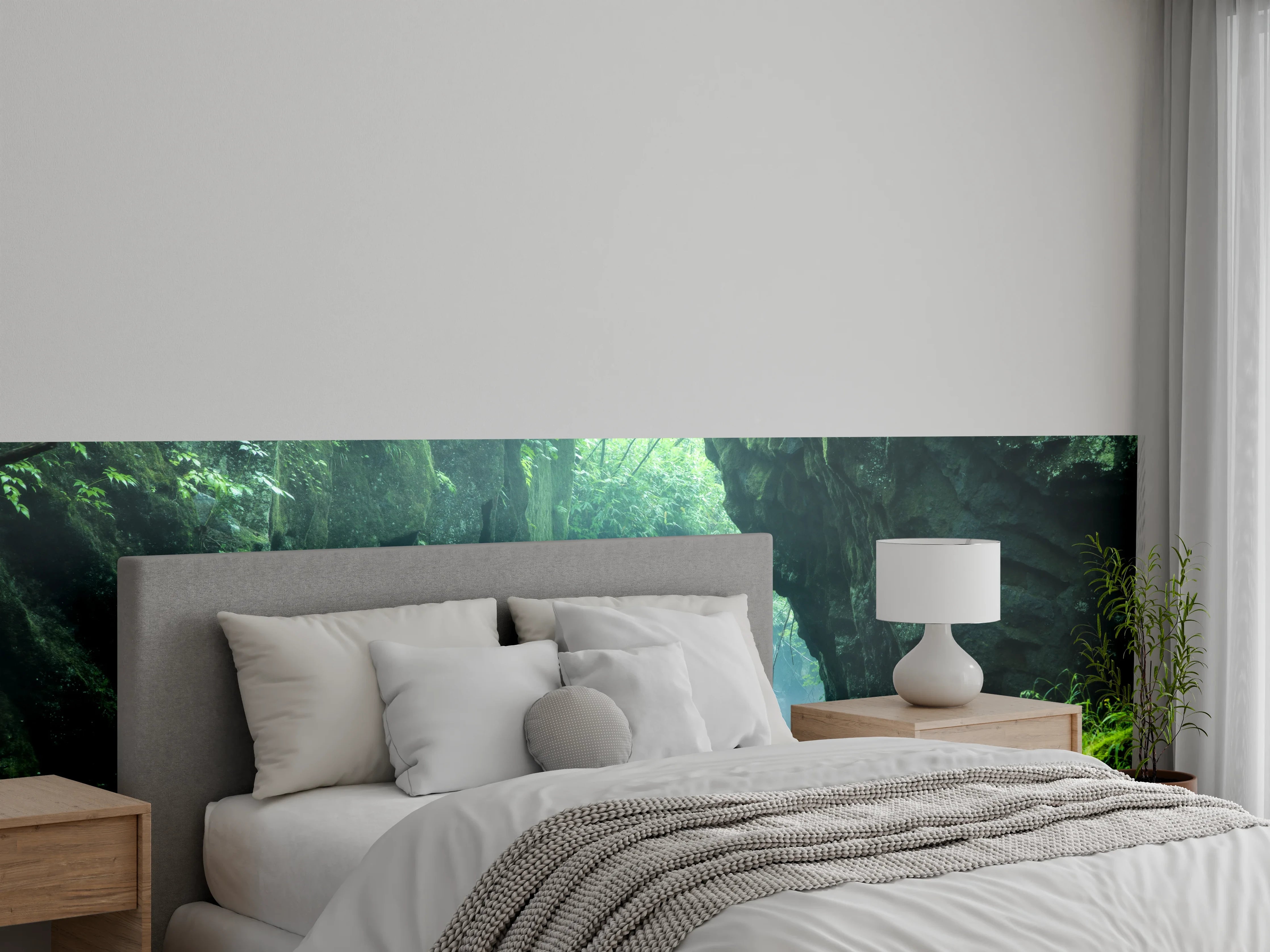 Wandverkleidung Schlafzimmer - Mystische Flusslandschaft im grünen Canyon