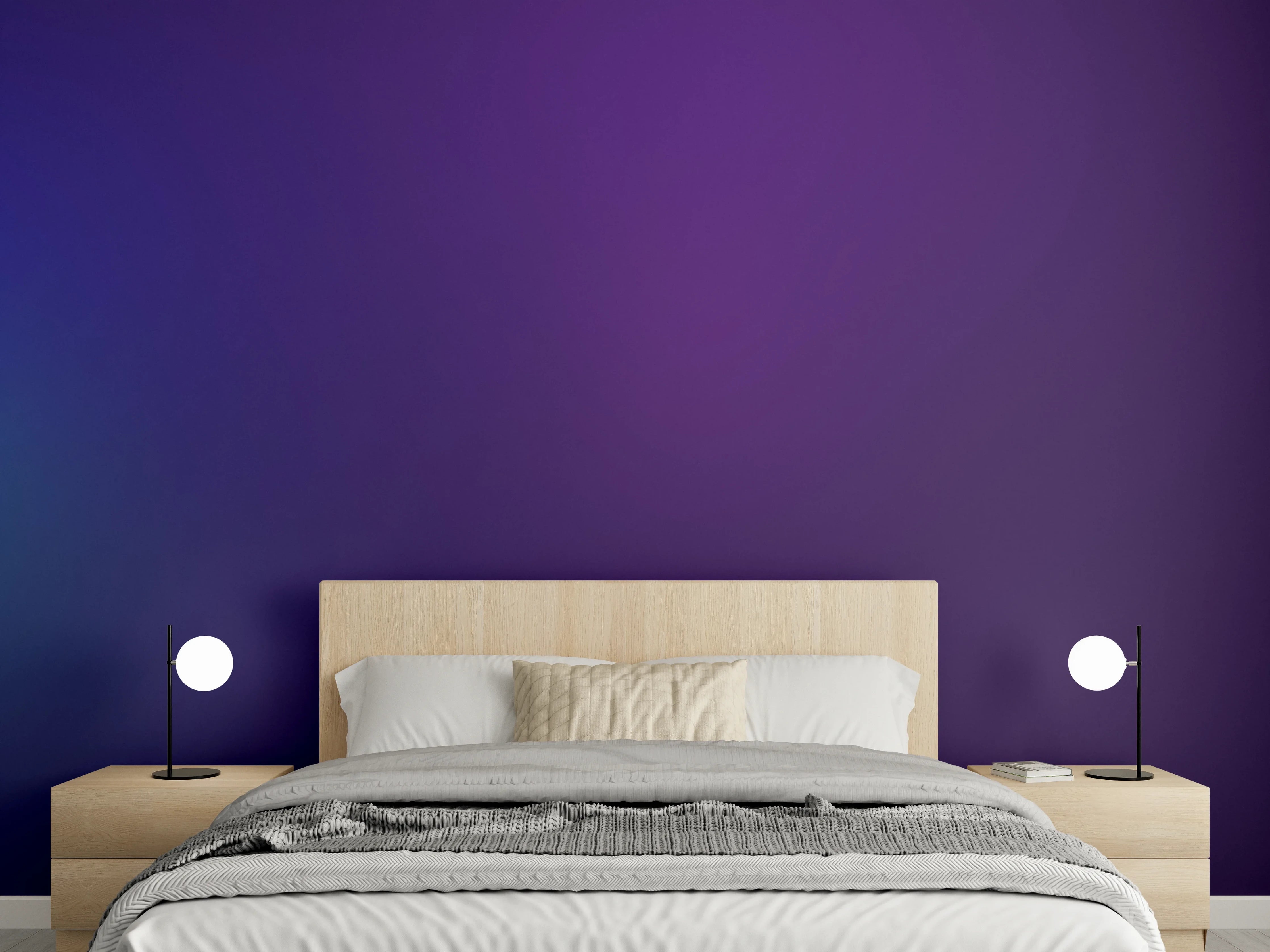 Wandverkleidung Schlafzimmer - Mystischer Farbverlauf: Lila trifft Blau