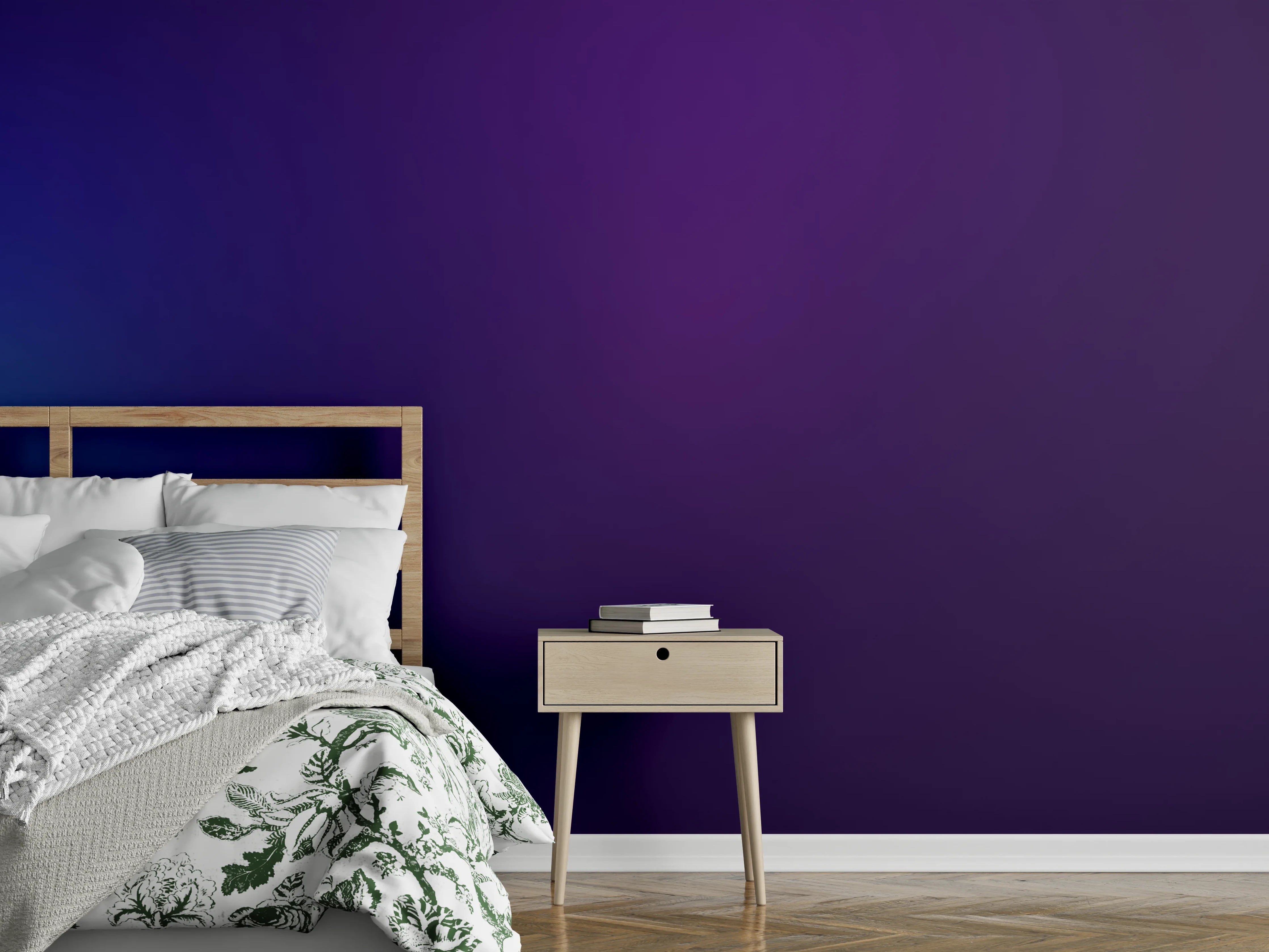 Wandverkleidung Schlafzimmer - Mystischer Farbverlauf: Lila trifft Blau