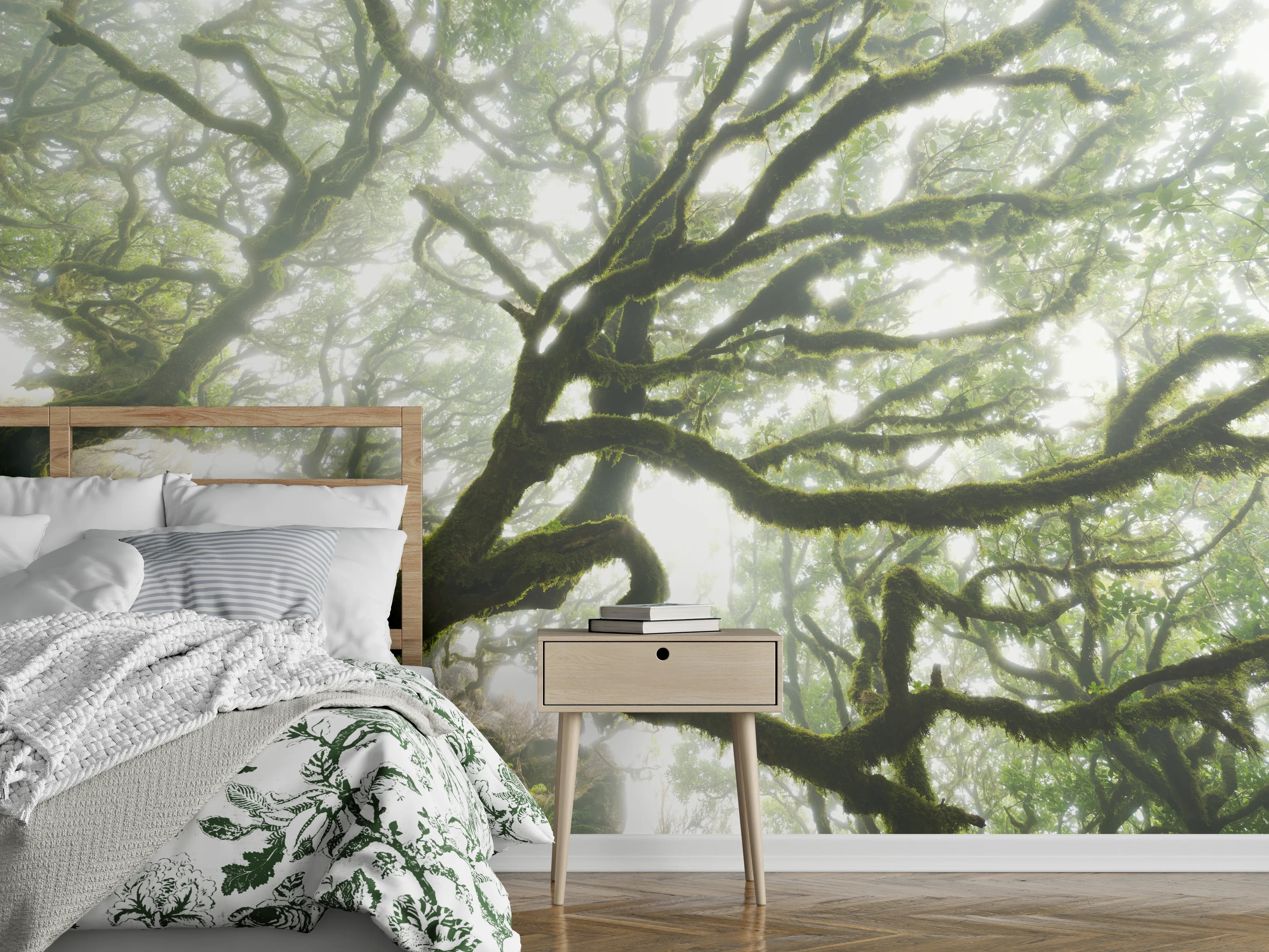 Wandverkleidung Schlafzimmer - Mystischer Nebelwald – Natur Fotomotiv
