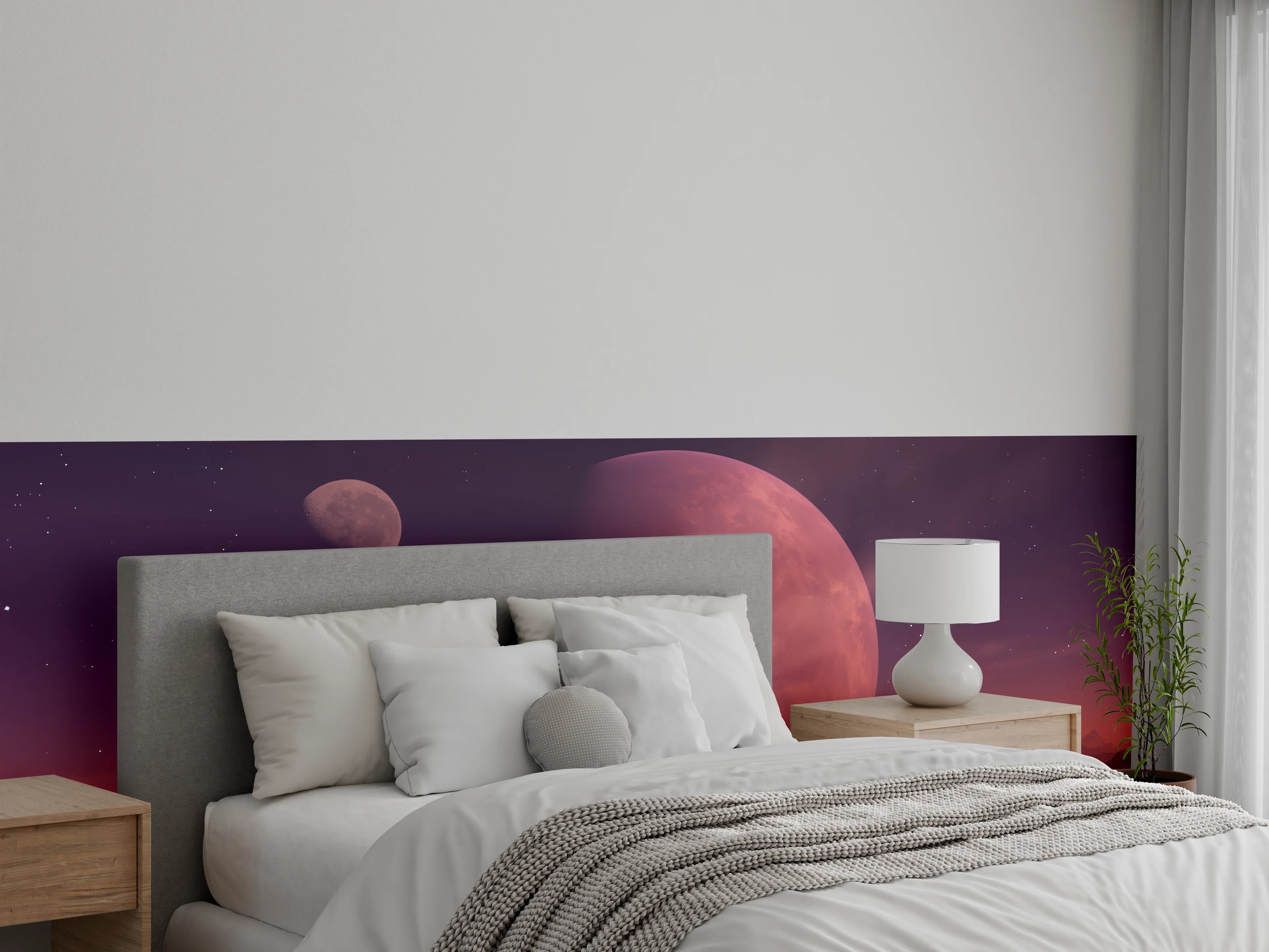 Wandverkleidung Schlafzimmer - Mystischer Sonnenuntergang auf fremdem Planeten