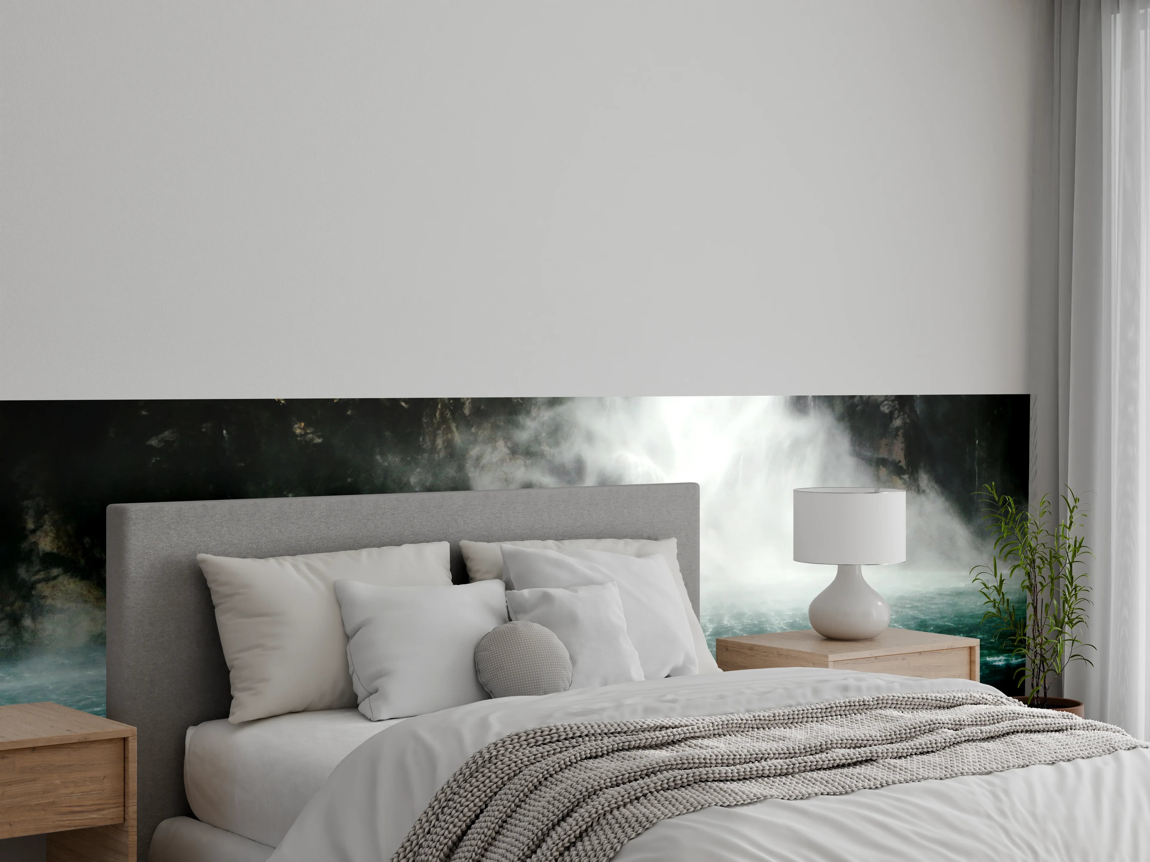 Wandverkleidung Schlafzimmer - Mystischer Wasserfall – Natur pur
