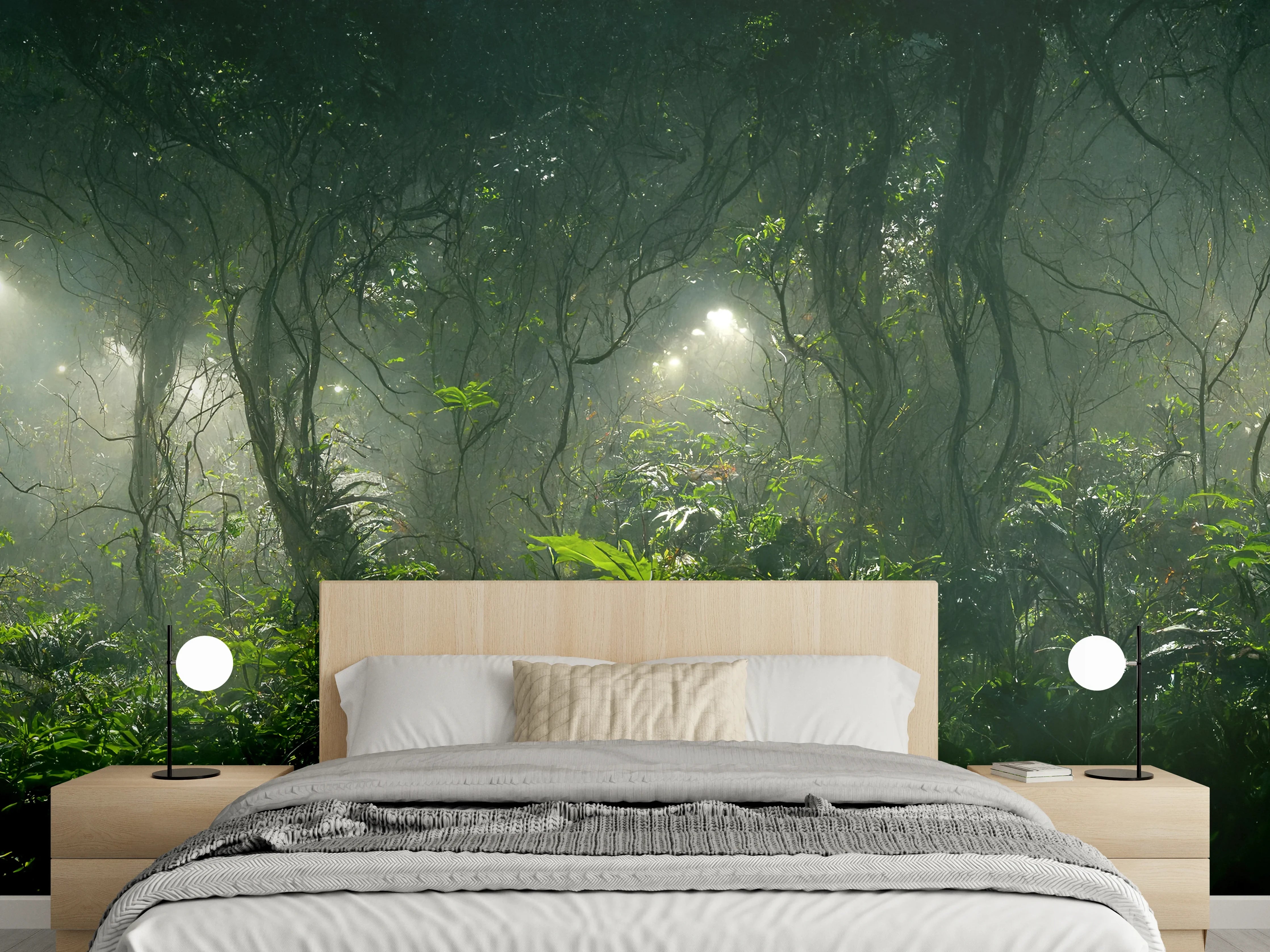 Wandverkleidung Schlafzimmer - Nachtlandschaft des Dschungels