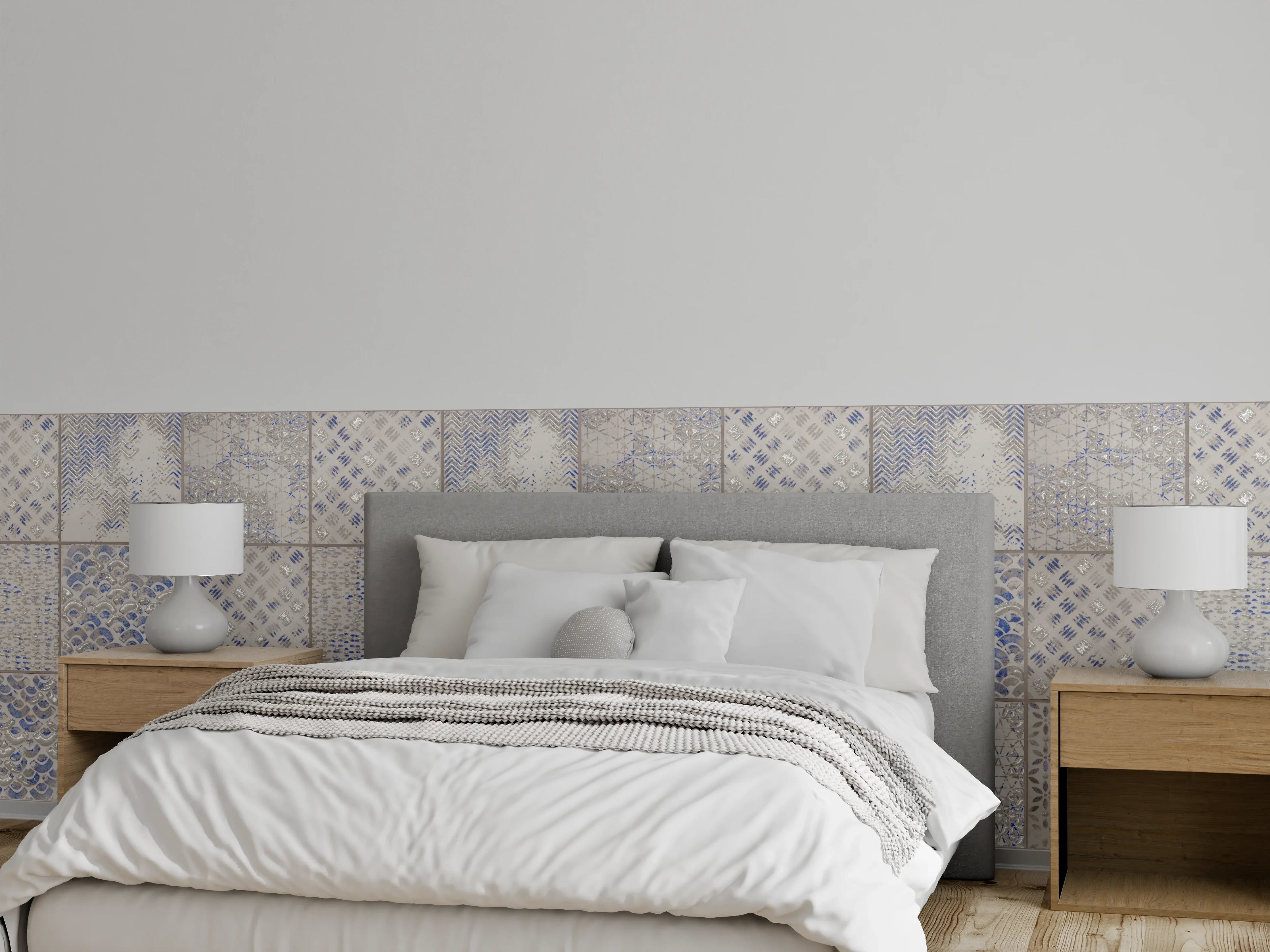 Wandverkleidung Schlafzimmer - Nahtlose Vintage Retro Fliesen