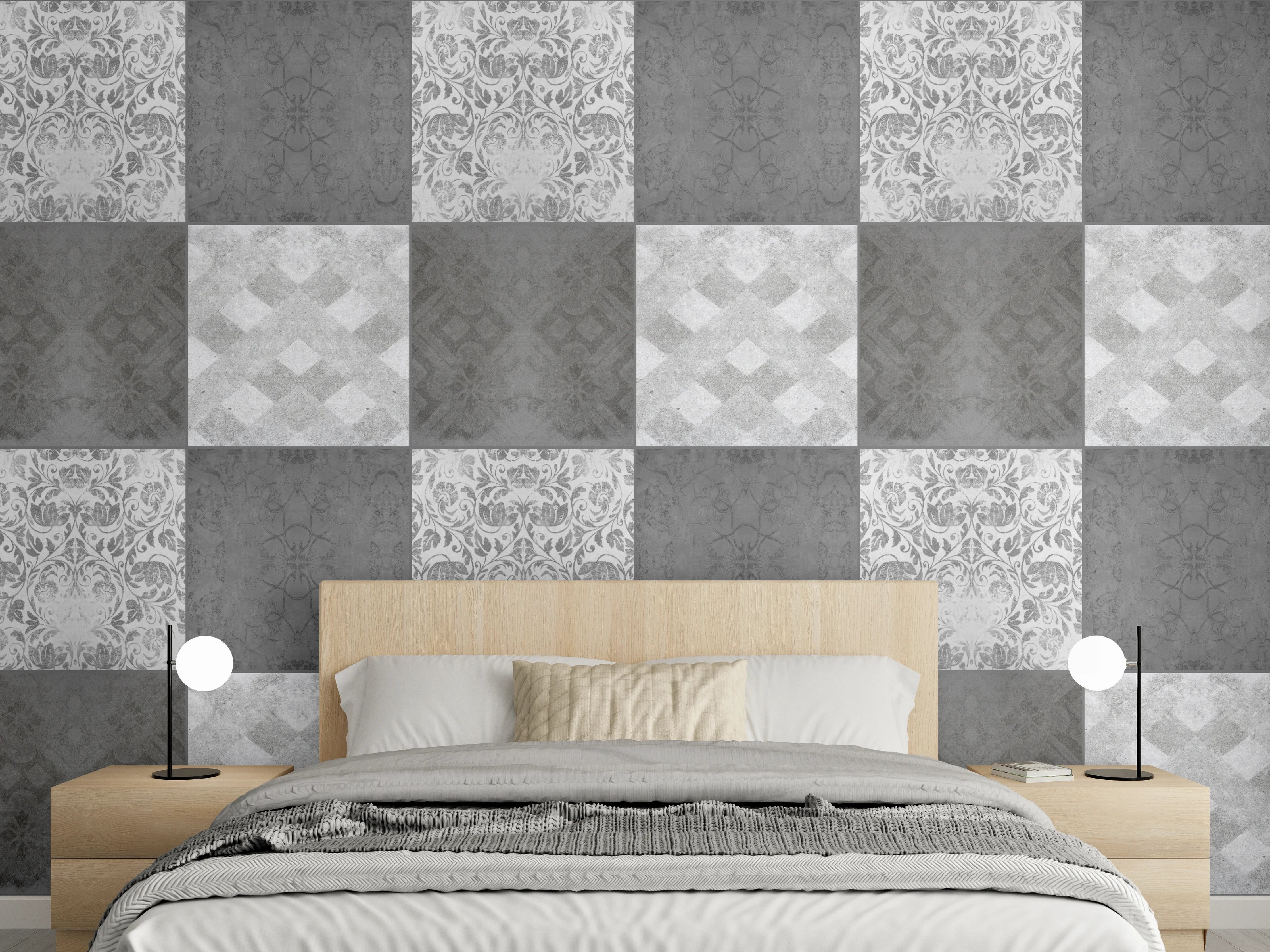 Wandverkleidung Schlafzimmer - Nahtlose dunkle Vintage Fliesen