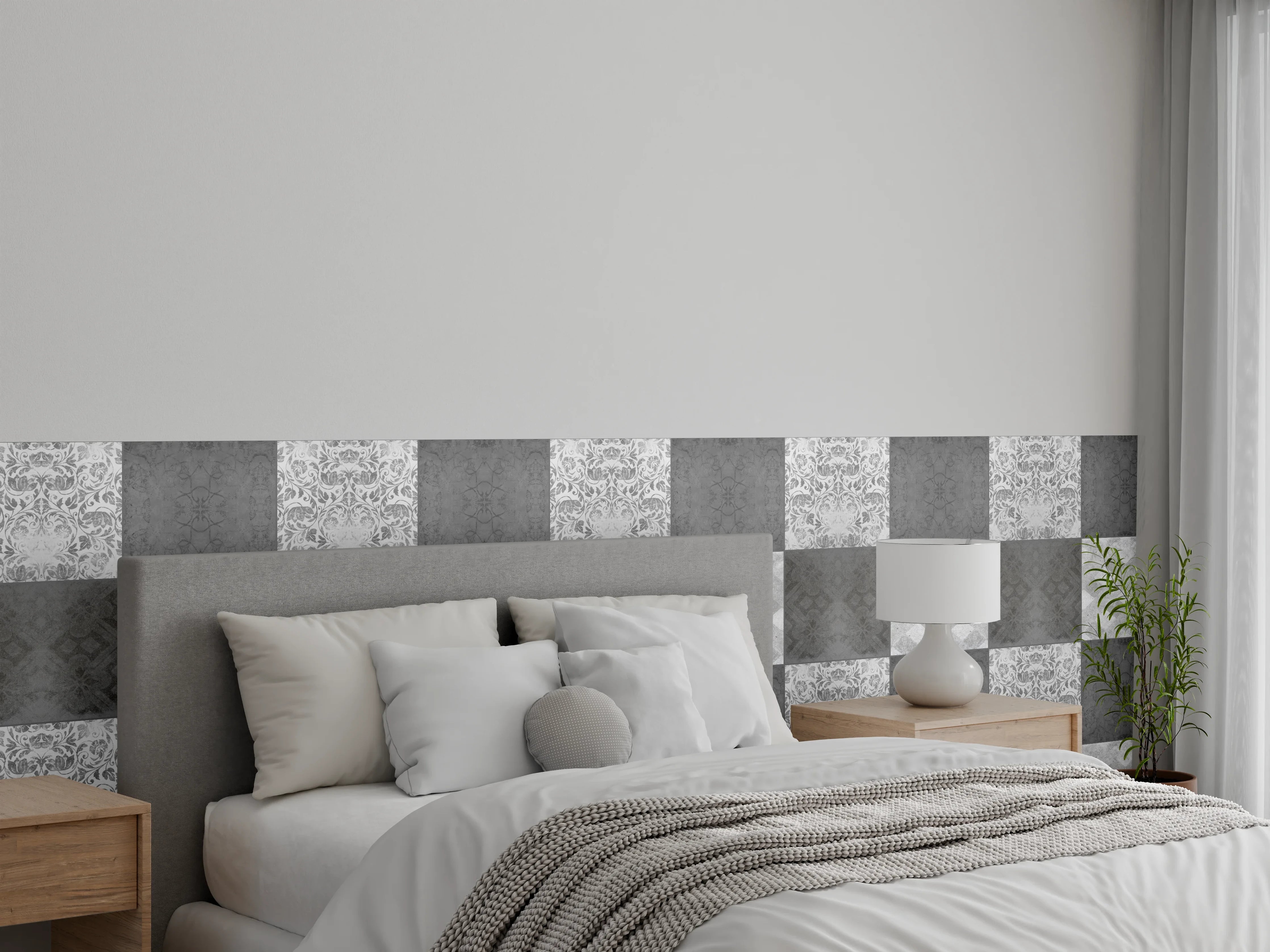 Wandverkleidung Schlafzimmer - Nahtlose dunkle Vintage Fliesen