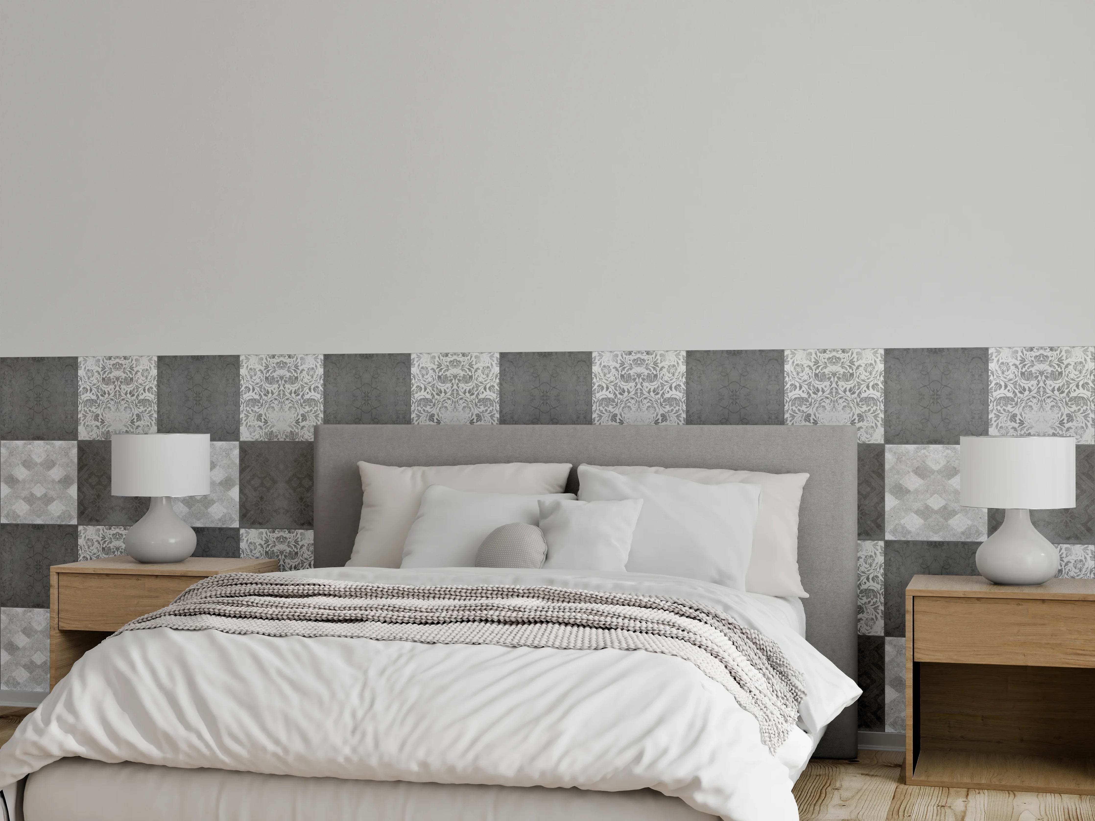 Wandverkleidung Schlafzimmer - Nahtlose dunkle Vintage Fliesen