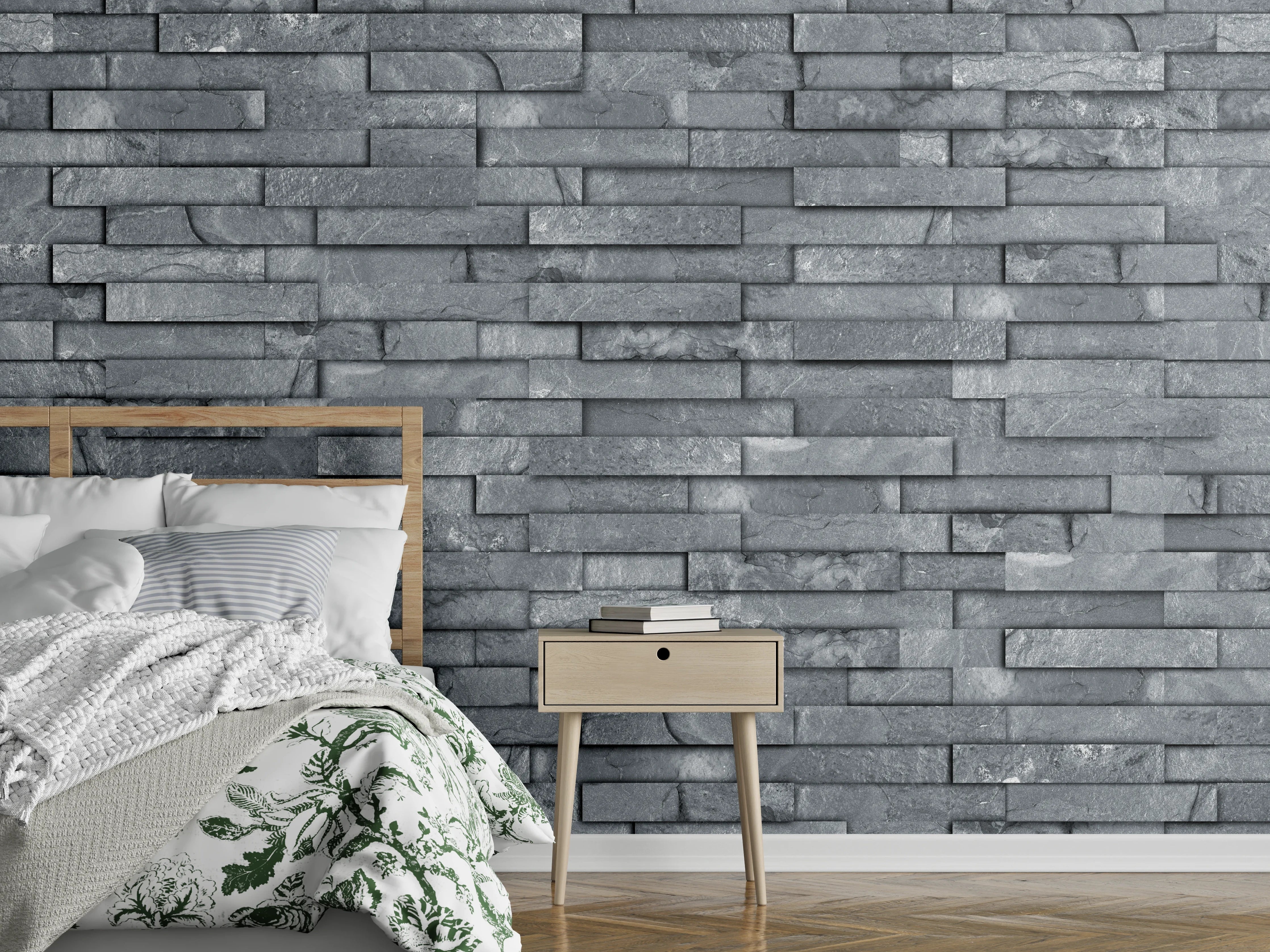Wandverkleidung Schlafzimmer - Nahtlose graue Schiefersteinwand Textur
