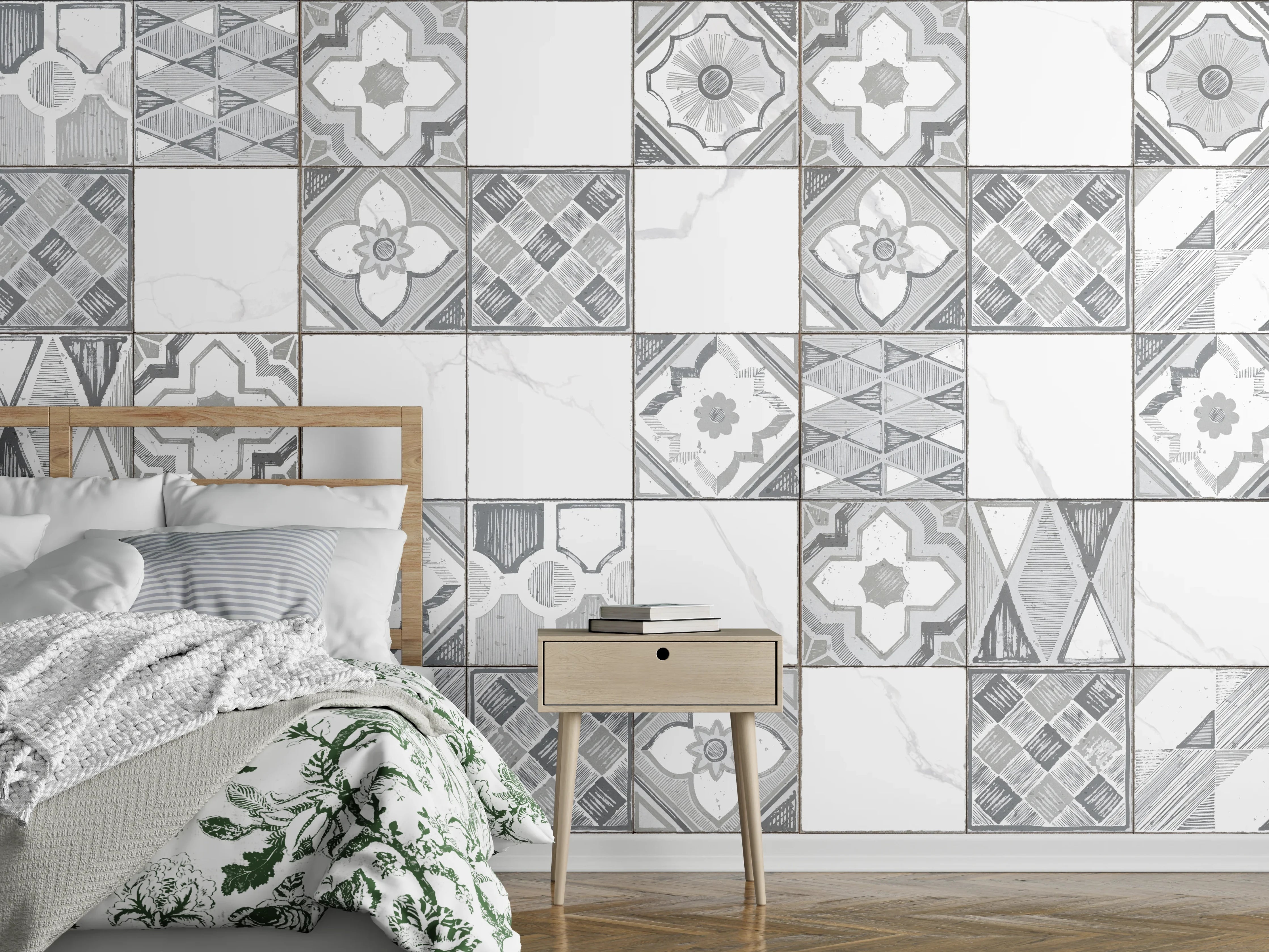 Wandverkleidung Schlafzimmer - Nahtloses monochromes Muster