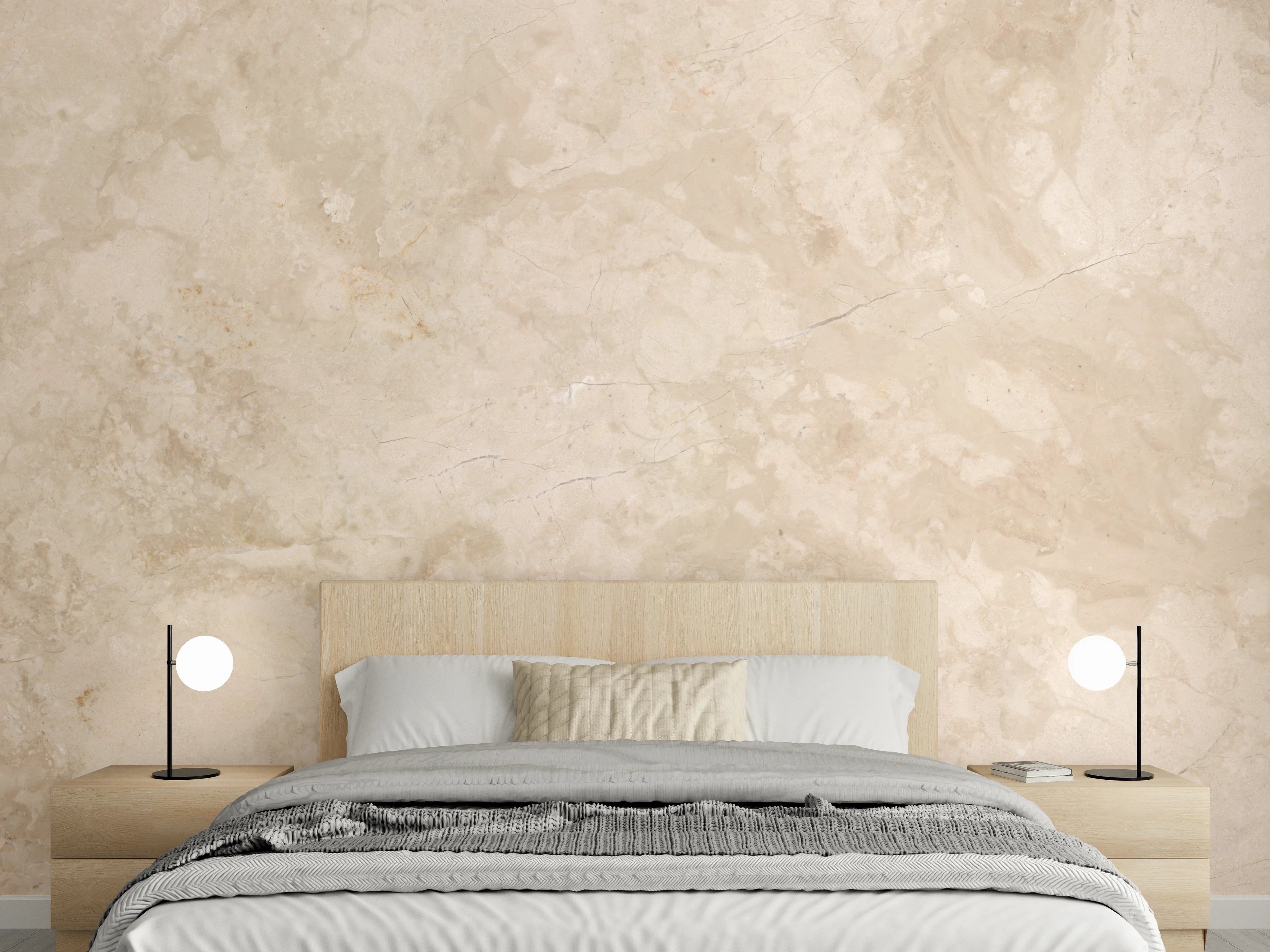 Wandverkleidung Schlafzimmer - Natürliche Beige Marmor Textur