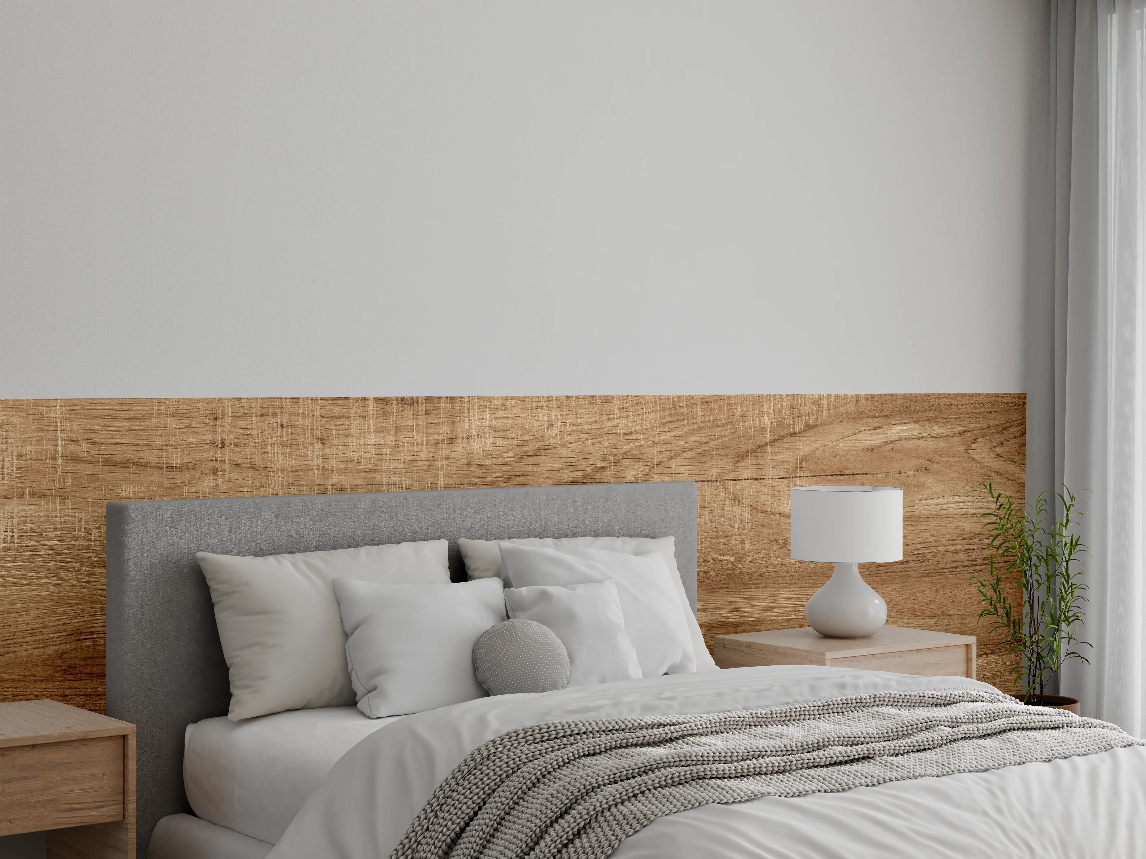 Wandverkleidung Schlafzimmer - Natürliche Braune Walnussholz-Struktur