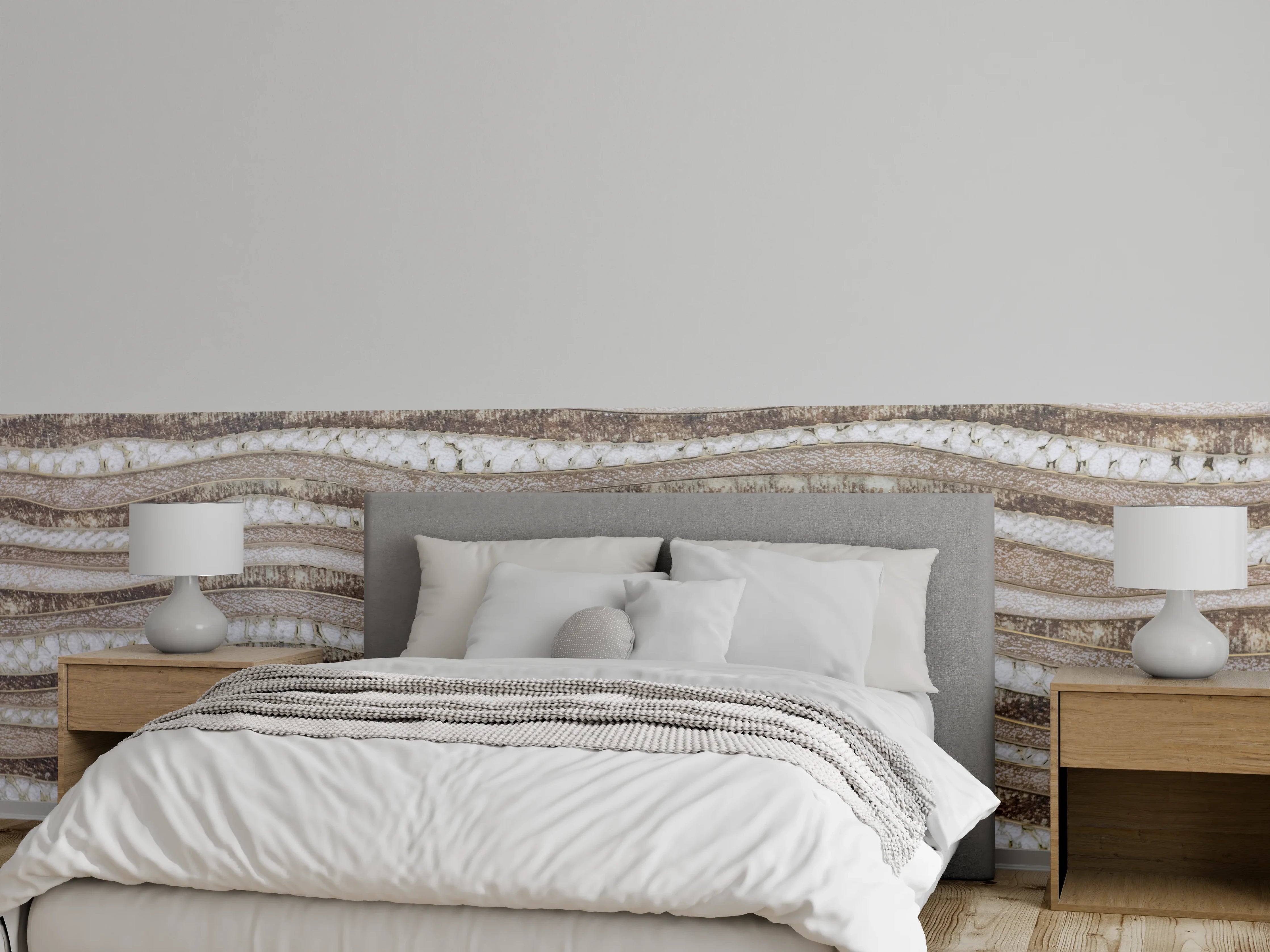 Wandverkleidung Schlafzimmer - Natürliche Steindekor-Wellen in Brauntönen