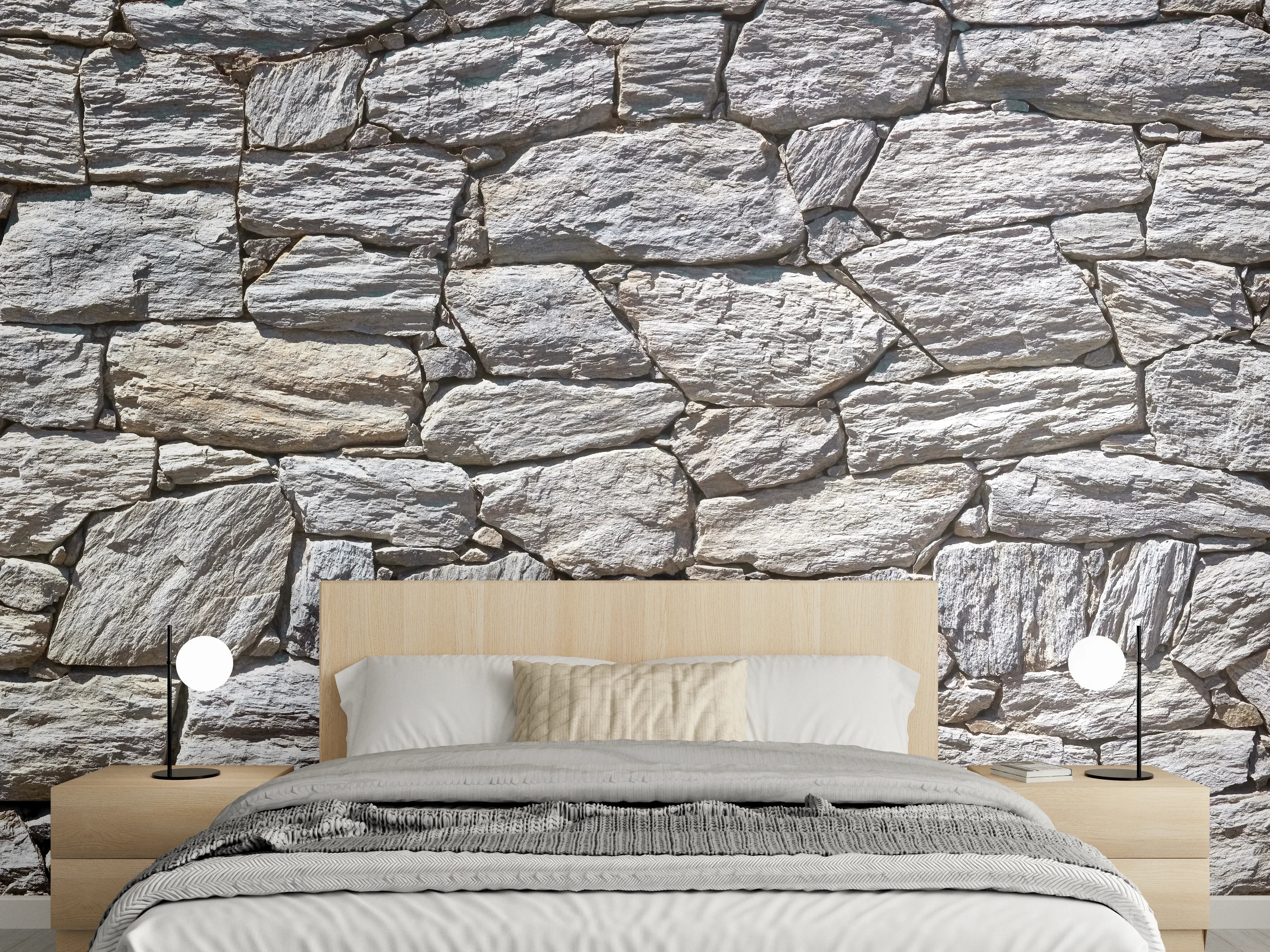 Wandverkleidung Schlafzimmer - Natürliche Steinmauer